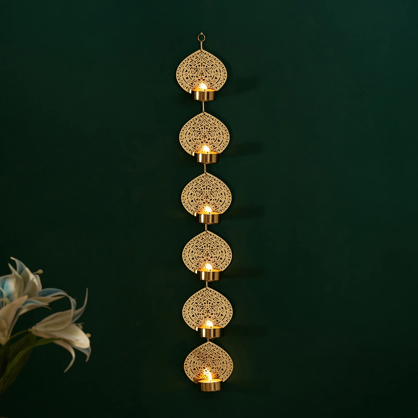 DecorTwist® Tealight Candle Holder 24 Inch Pack of 1| Metal Wall Hanging | 6 Vertical Candle Holders for Home, Living Room, Wedding, Accents Wall Decor, Events | Diwali Decoration Items For Home Decor (B0C1GHFNKX) Amazon Price History, Amazon Price Tracker