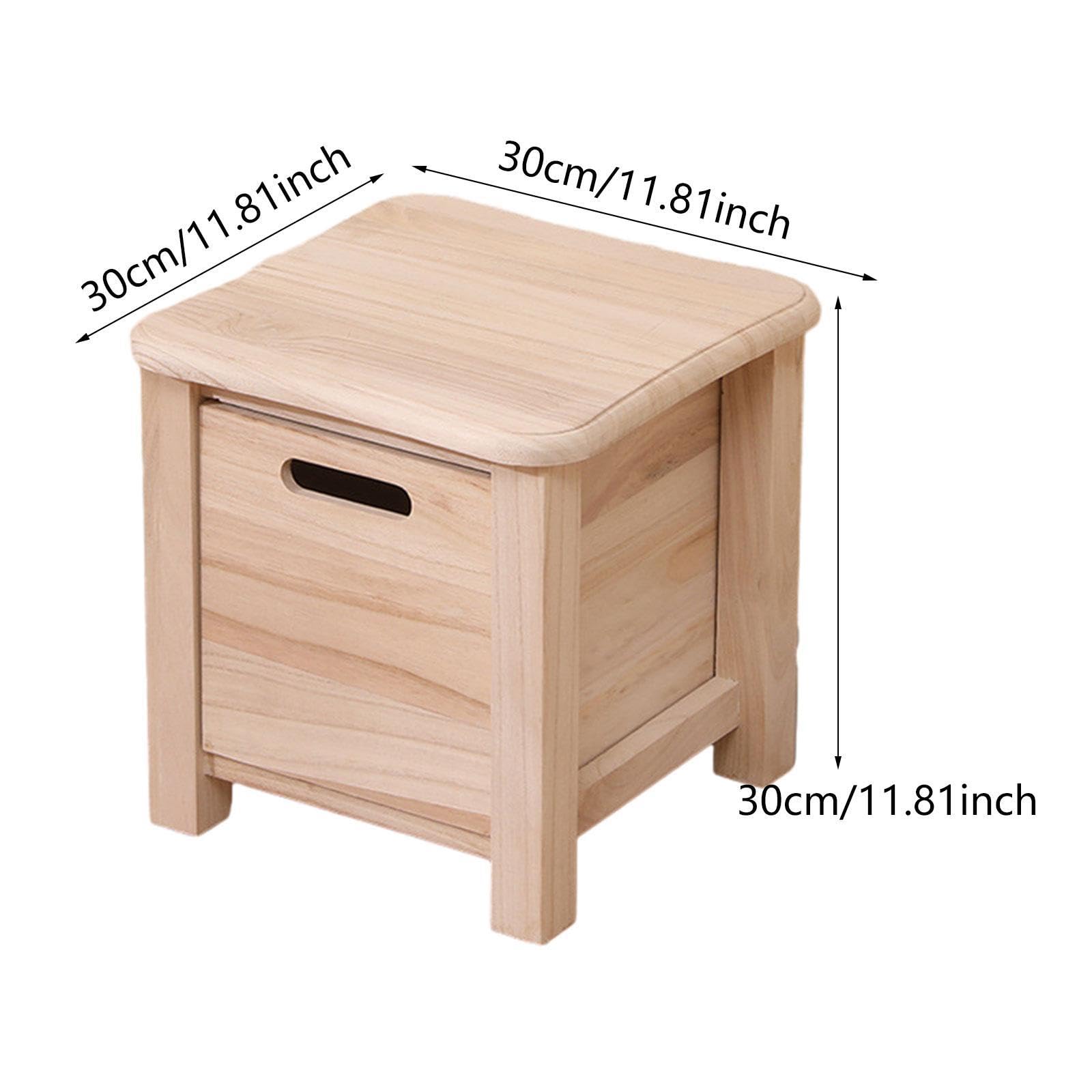 Sgabello Contenitore in Legno Sgabello Piccolo per la casa Sgabello per Cambiare Le Scarpe con cassetto per Soggiorno, Legna, 30x30x30 Cm