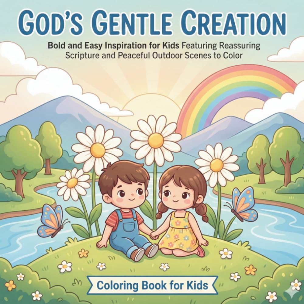 God's Gentle Creation: A Calming Nature Coloring Book with Bible Verses: Bold and Easy Inspiration for Kids Featuring Reassuring Scripture and Peaceful Outdoor Scenes to Color.