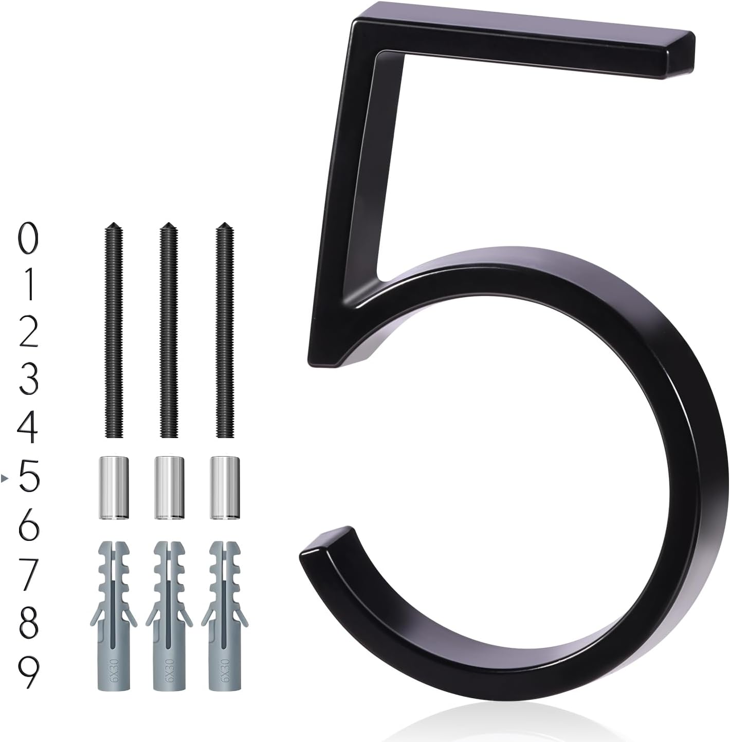 Floating House Number 2, YIPLED 6 Inch Modern House Numbers for Home, Mailbox, Street (Black)