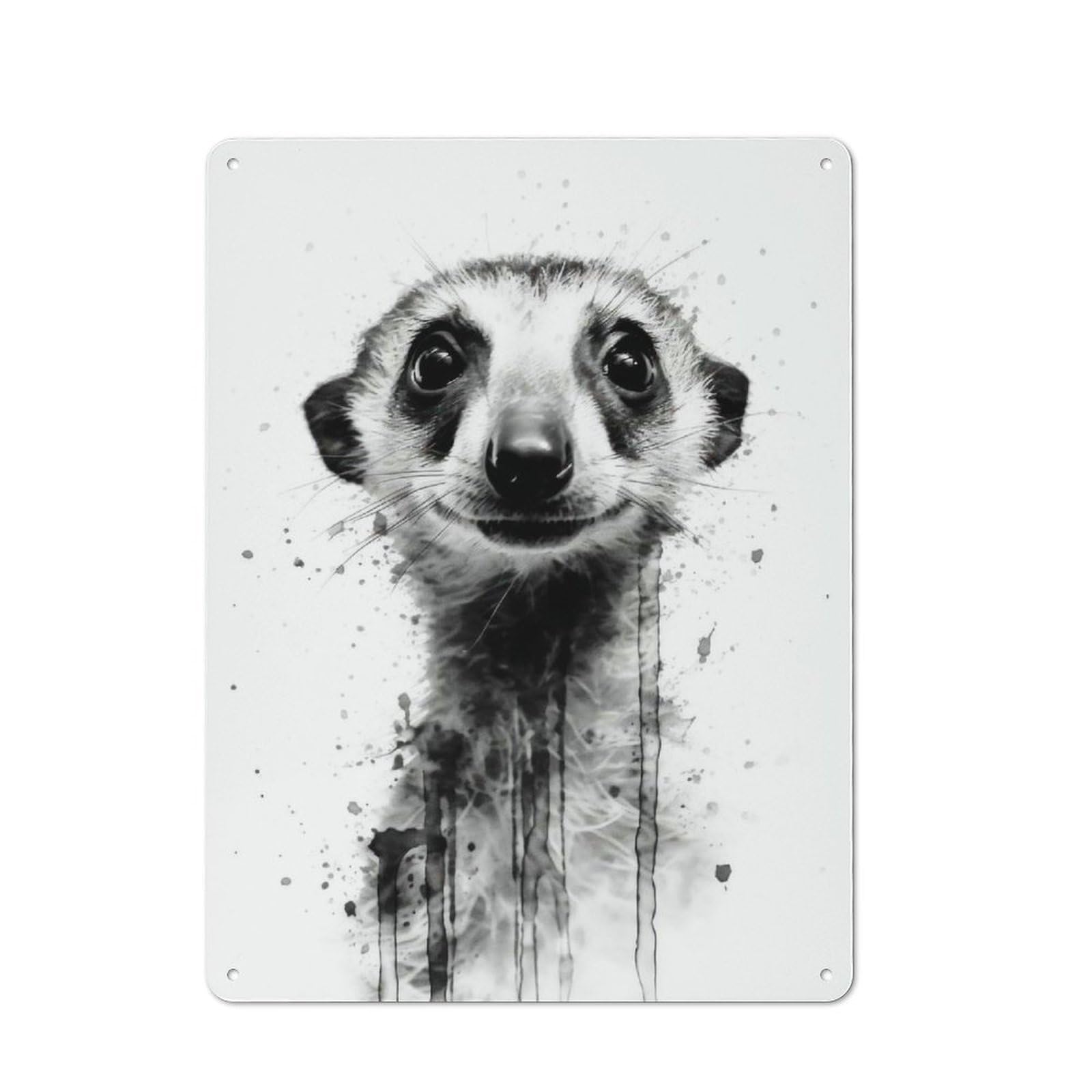 Junmoney Meerkat Beauty Watercolor Classic Metal Sign 40X30cm Featuring Bar Wall Plaque For Diner, Restaurant, Shed Or Kitchen