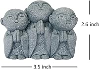 Vista 6 de OwMell Estatua japonesa del monje de Jizo, figura de Buda Jizo, estatua conmemorativa del acuario – Sonriente