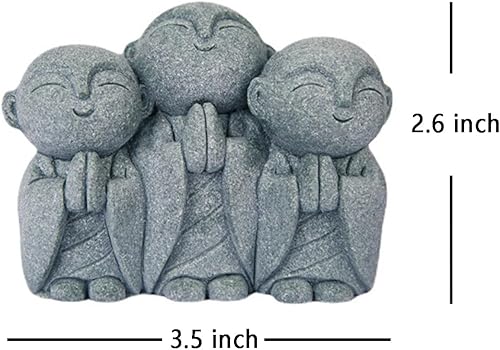 Miniatura 6 de OwMell Estatua japonesa de Jizo con 3 estatuas japonesas de Buda Jizo monje Estatua conmemorativa Estatua conmemorativa Decoración de acuario