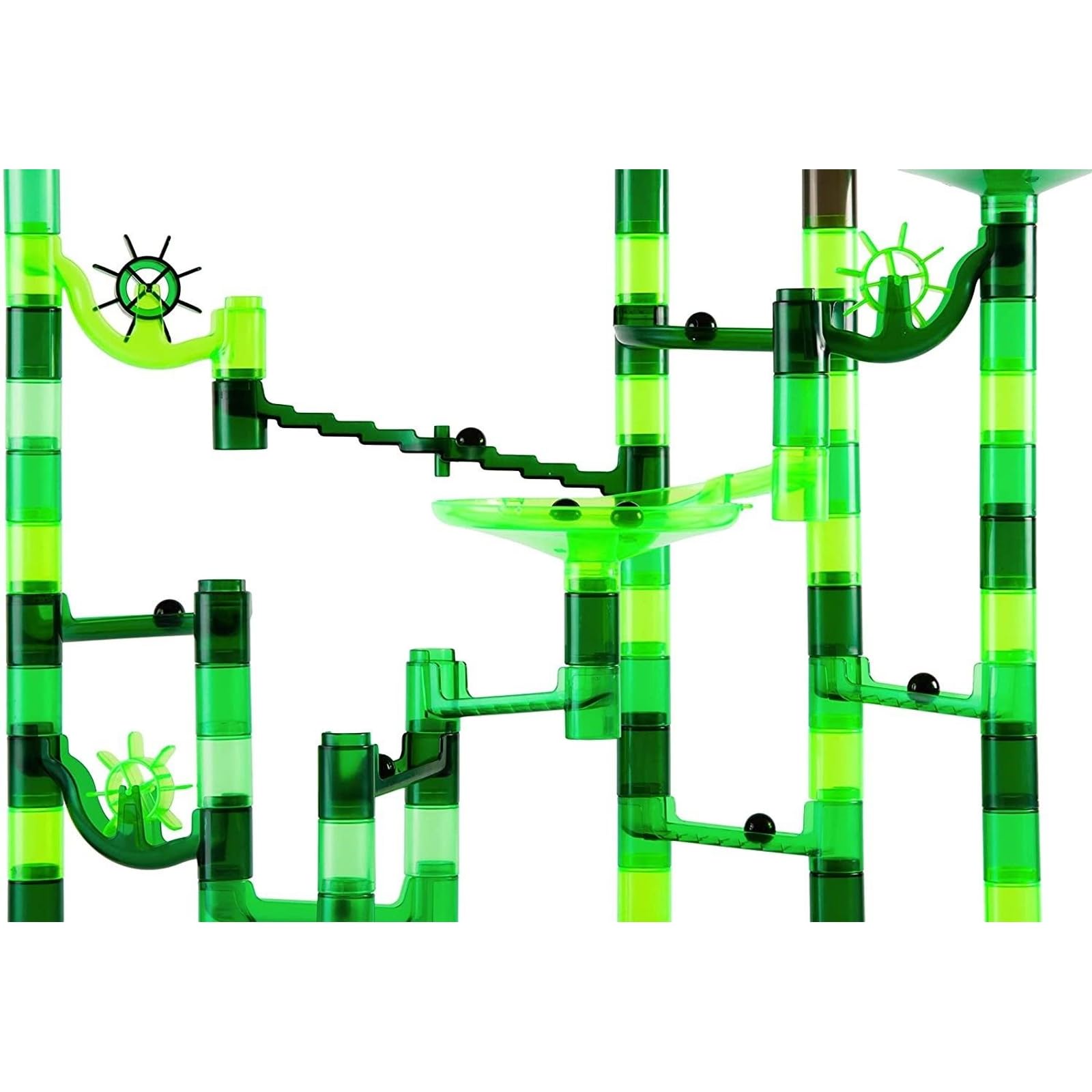 Marble Genius Marble Run - Juego de iniciación STEM para niños de 4 a 12 años, 130 piezas completas (80 piezas translúcidas marbulosas y 50 canicas de vidrio), juguetes de bloques de construcción,