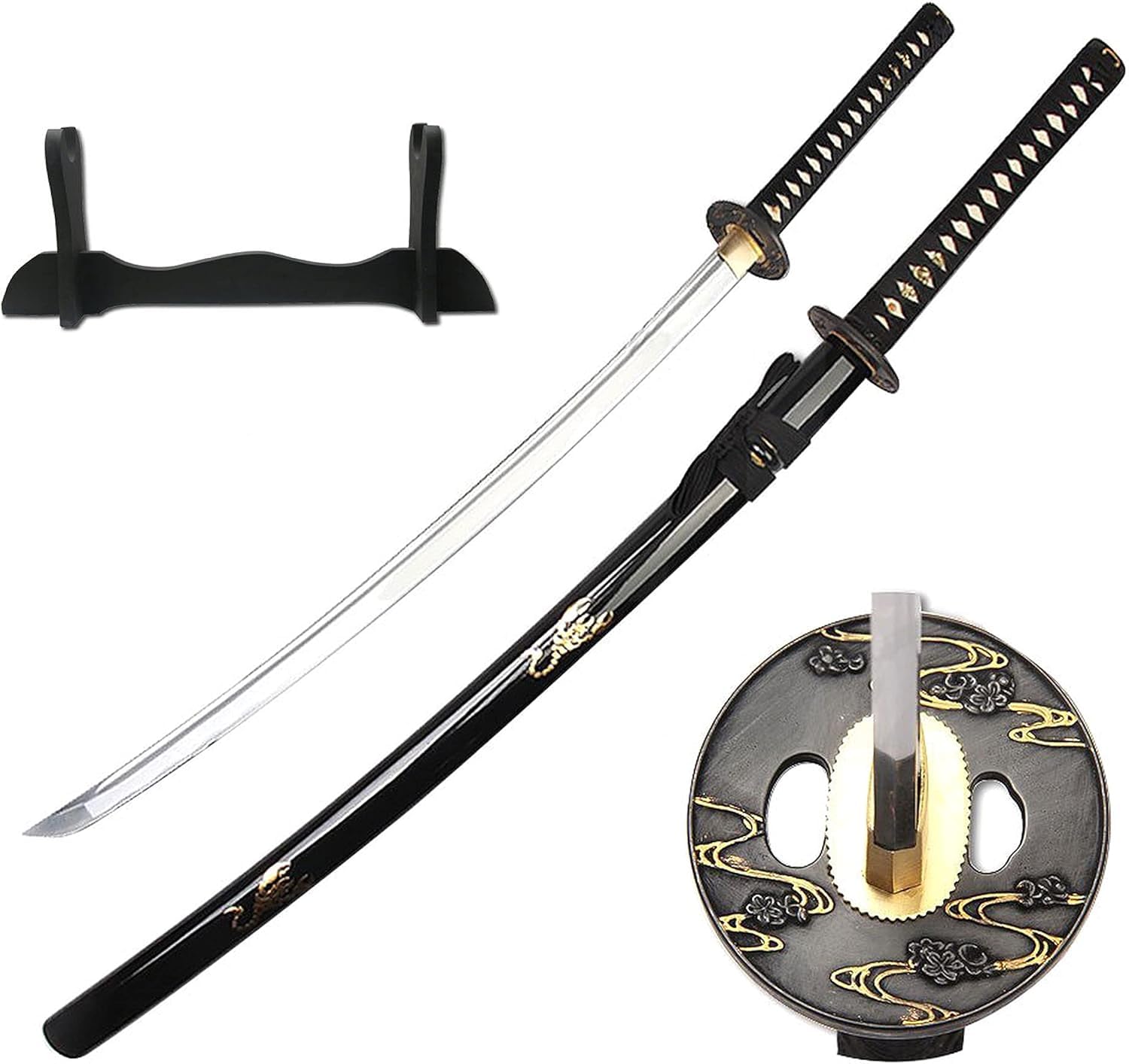 Katana Scorpio Schwert scharf echt zum Training Metall Dazu der Ständer Stahl 1060 Samurai 100% Handarbeit nur für Erwachsene - 18 Jahre erforderlich 7KM4-410