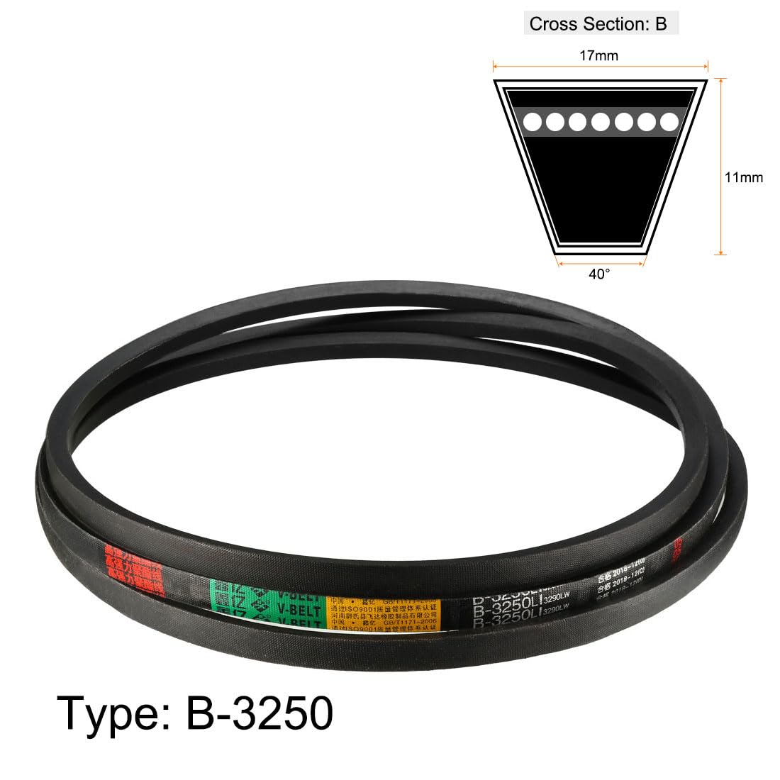 Amazon | uxcell ドライブVベルト B-3250/B128 インナーガース3250 mm
