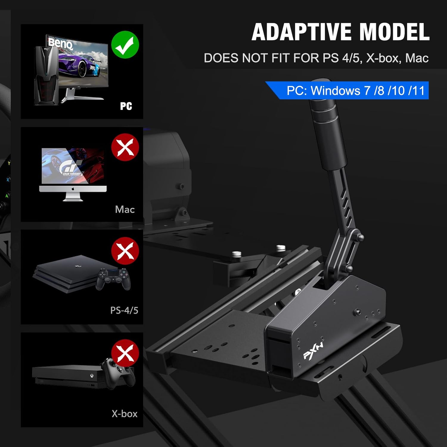 PXN HB S USB Handbrake for Sim Racing – PC Racing Handbrake, Alloy Build, 16-Bit Linear Sensor, Adjustable Force & Stroke, Dual-Directional Lever, Spring & Damping, Desk Clamp – Compatible with Windows PC