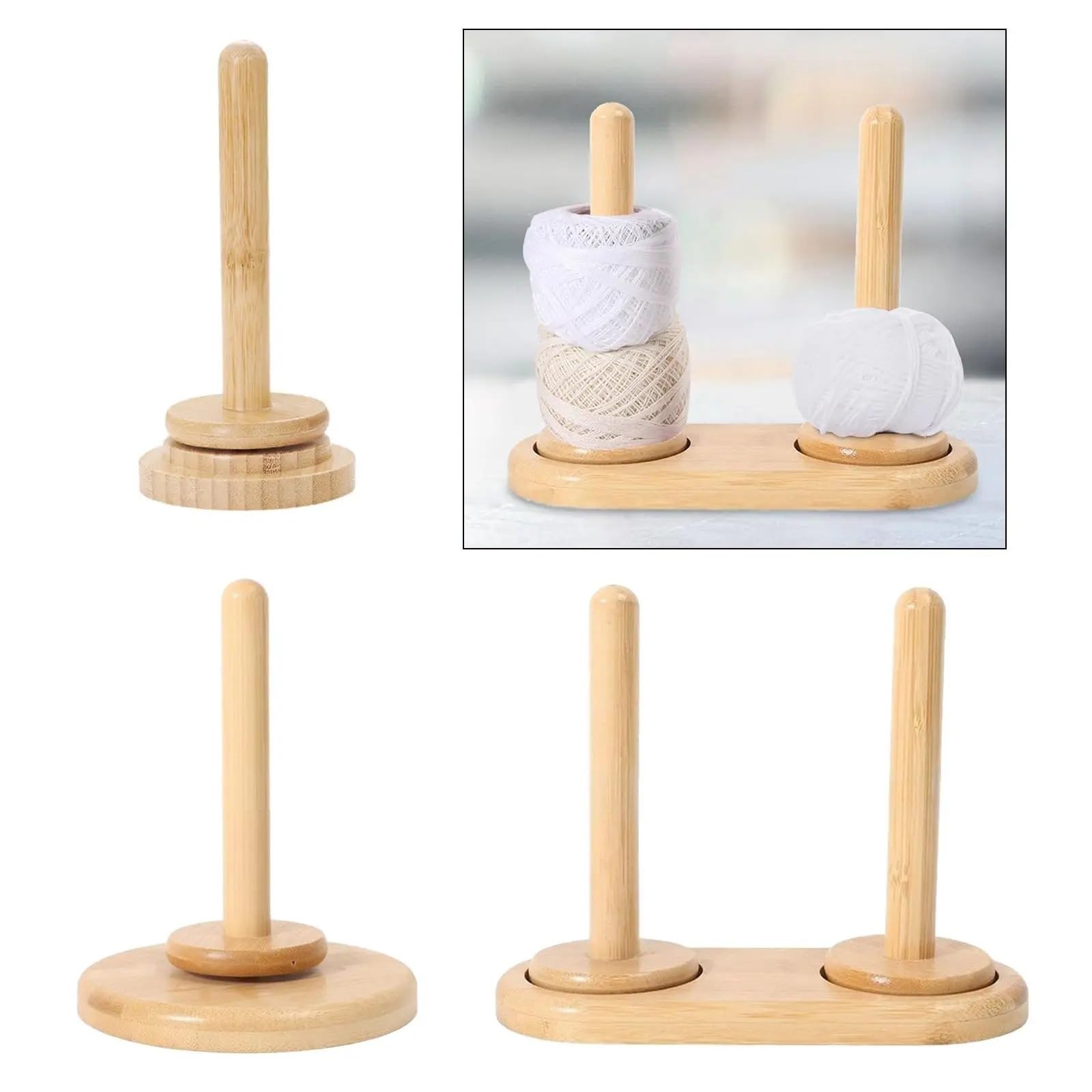 Ovilladora de Madera Soporte de hilo madera, accesorios costura estables, organizador tejido ganchillo desmontable resistente(2 Axes)