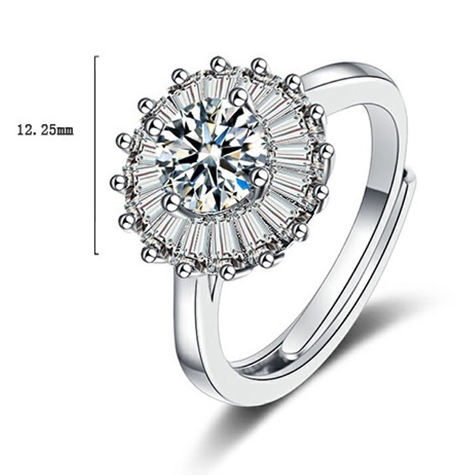 Epinki Verlobungsring Weißgold 585 14 Karat, Blumen Eheringe mit Moissanit, 14K Gold Trauringe Echtschmuck, Silber, Gr.47-65