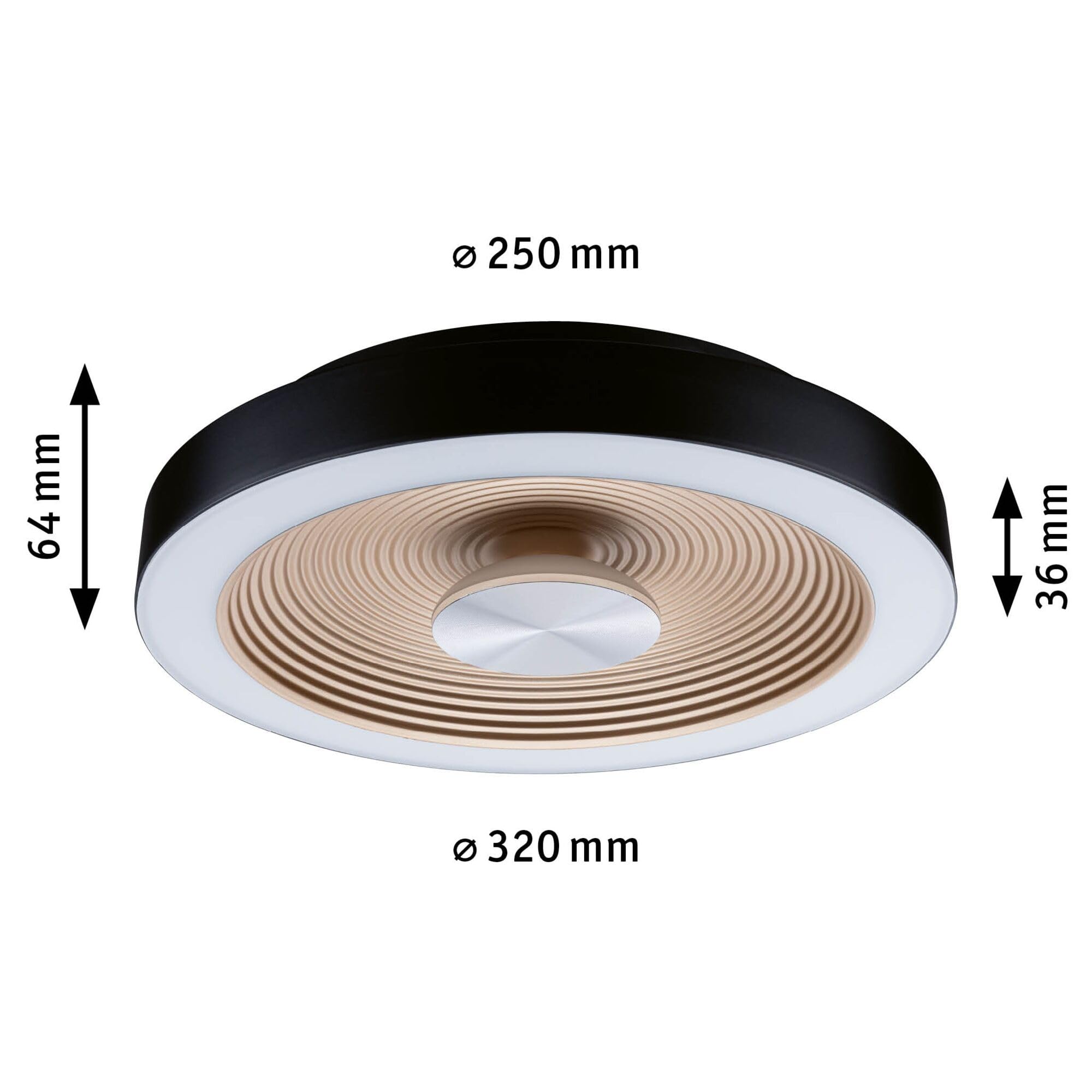 Paulmann 71178 WD Volea IP44 W/D dim LED 18W 320mm Schwarz Gold 230V Kunststoff
