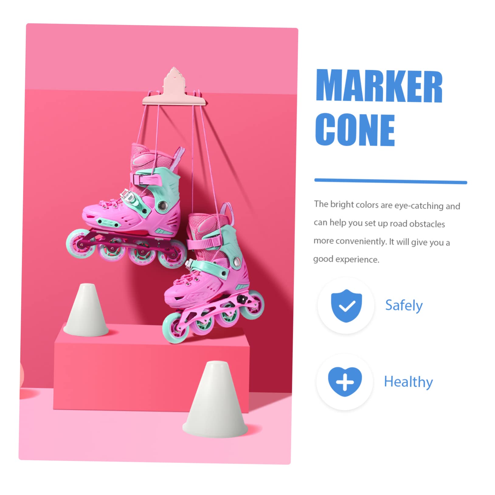 GALPADA Outdoor Roller Skating Cones 20 White Practice Cones Bag Training Roadblock for Boys and Girls Adults Easy to Store