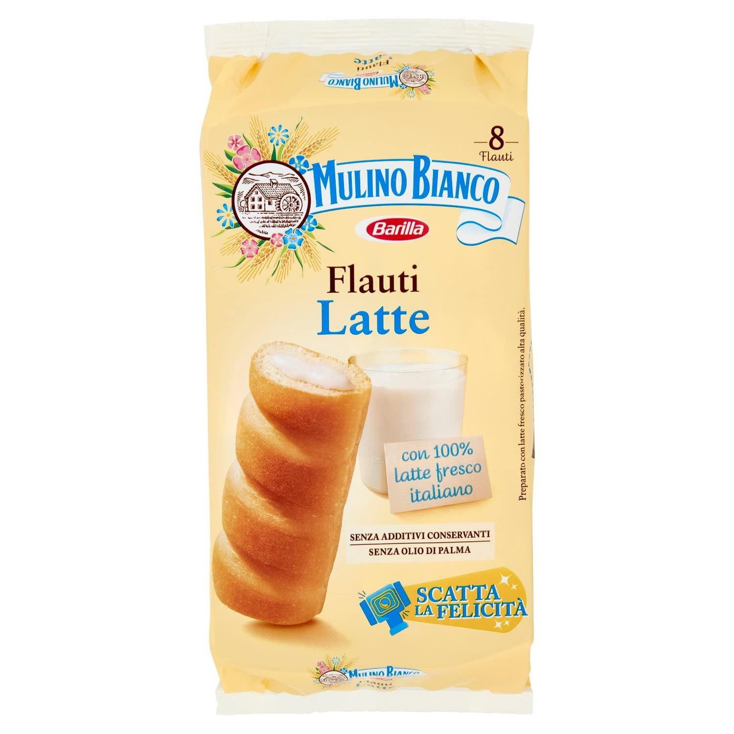Italian Gourmet Mulino Bianco Flauti au Lait 6 x 280 g – Gâteaux Fourrés au Lait – Petit Déjeuner et Goûter+ Italian Gourmet Polpa de Tomates 400 g