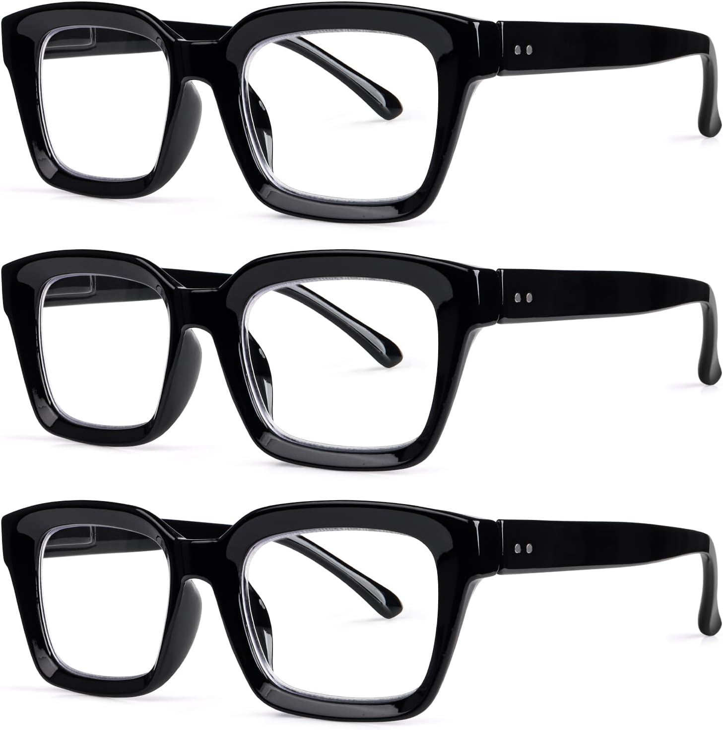 JOSCHOO 3 Pack Reading Glasses Blue Light Blocking Computer Spring Hinge Readers for Women Men