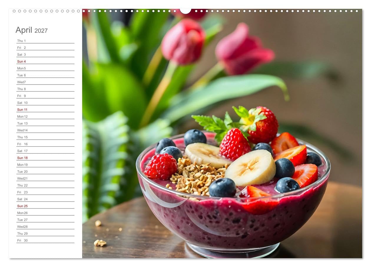 Snack yourself fit - Energy boost with superfood snacks (High Quality Premium Wall Calendar 2027 DIN A2 landscape),CALVENDO 12 Month Wall Calendar: Healthy and delicious superfood snacks