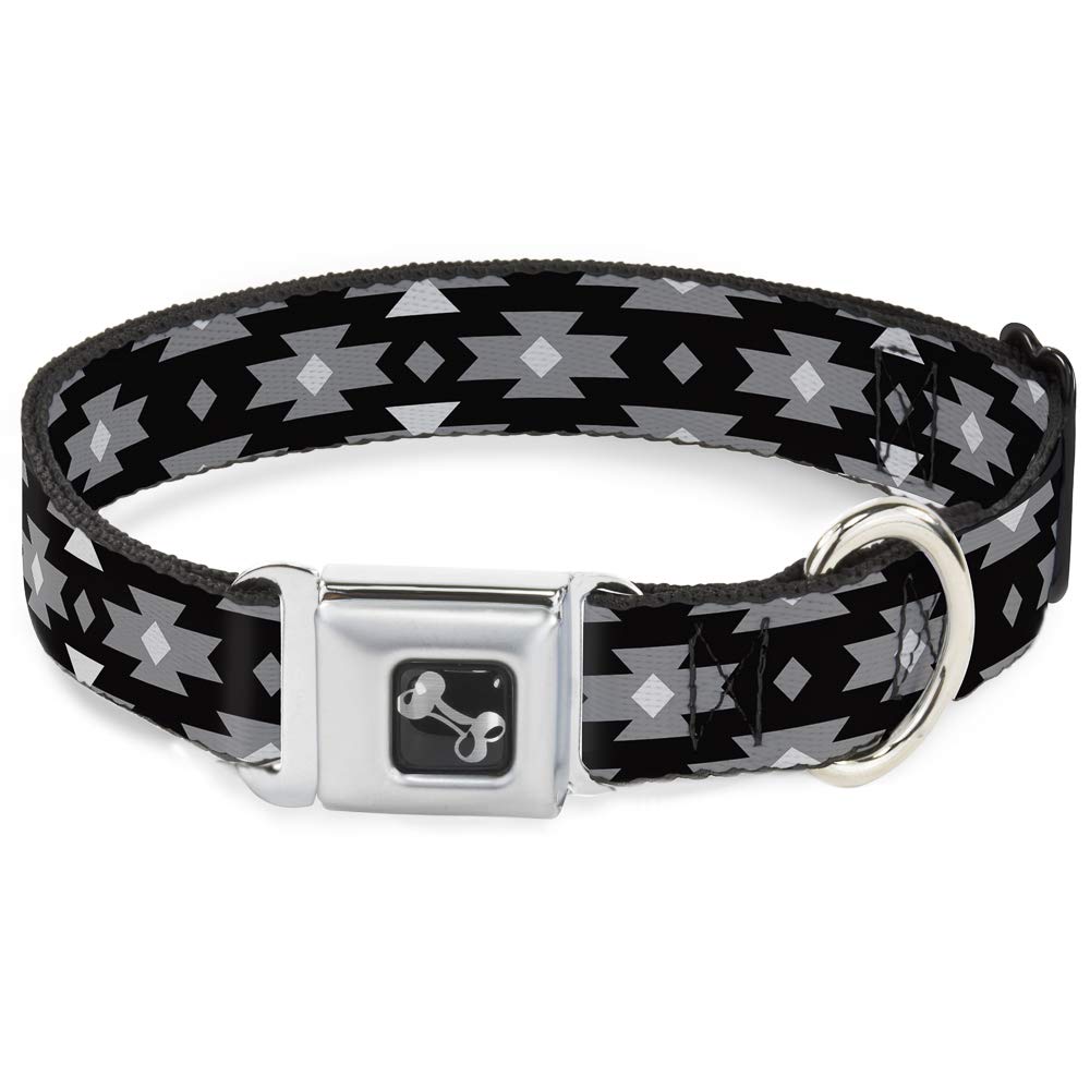 Collier de chien os Buckle Down Navajo gris noir réglable 16-58 cm pour chien moyen