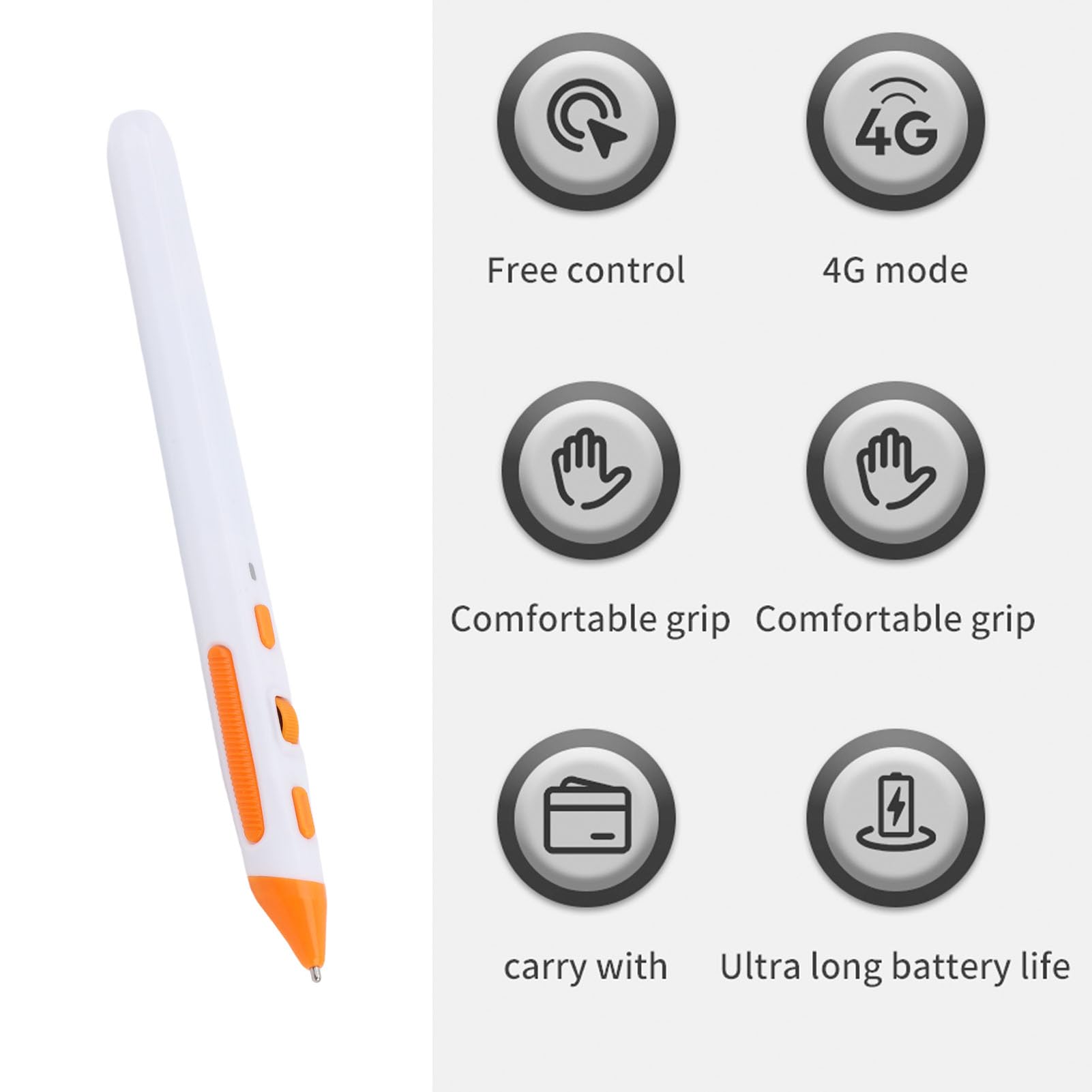 Mouse e Penna per Presentazioni 2 in 1, Doppia modalità Wireless con Ricevitore 2.4G, 800 1200 1600 DPI, Portata 10 M, Compatibile con Mac IOS Android, per Laptop PC Tablet (WHITE)