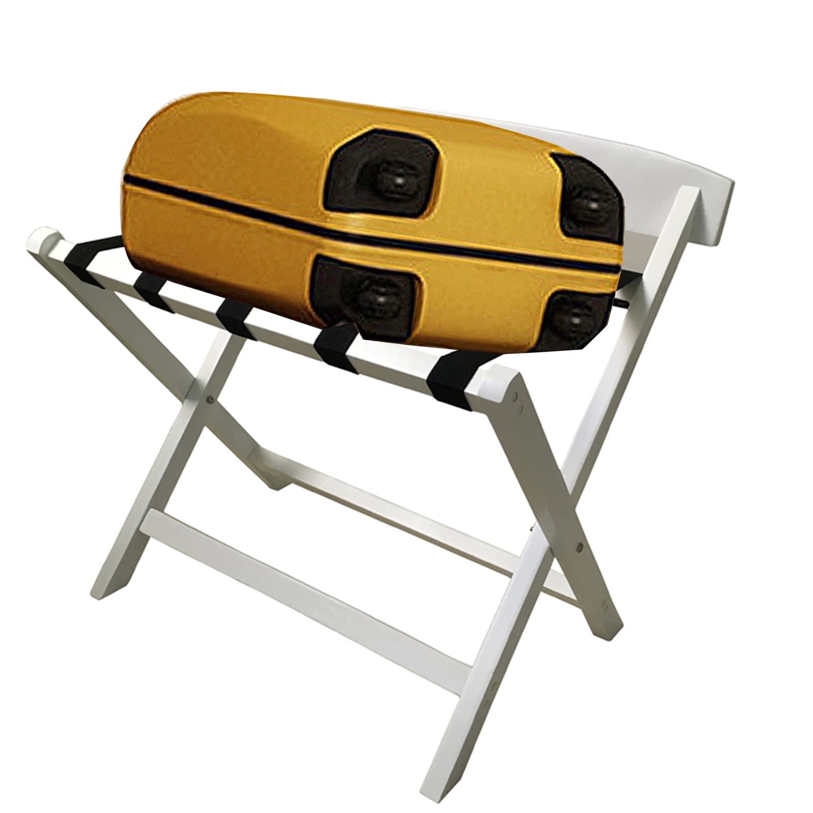 Portaequipajes Plegable De Madera Respaldo Retro con Correa De Nylon Soporte para Equipaje No Requiere Ensamblaje Portaequipajes para Habitación De Invitados Dormitorio-B 63cm w x43cm dx61cm