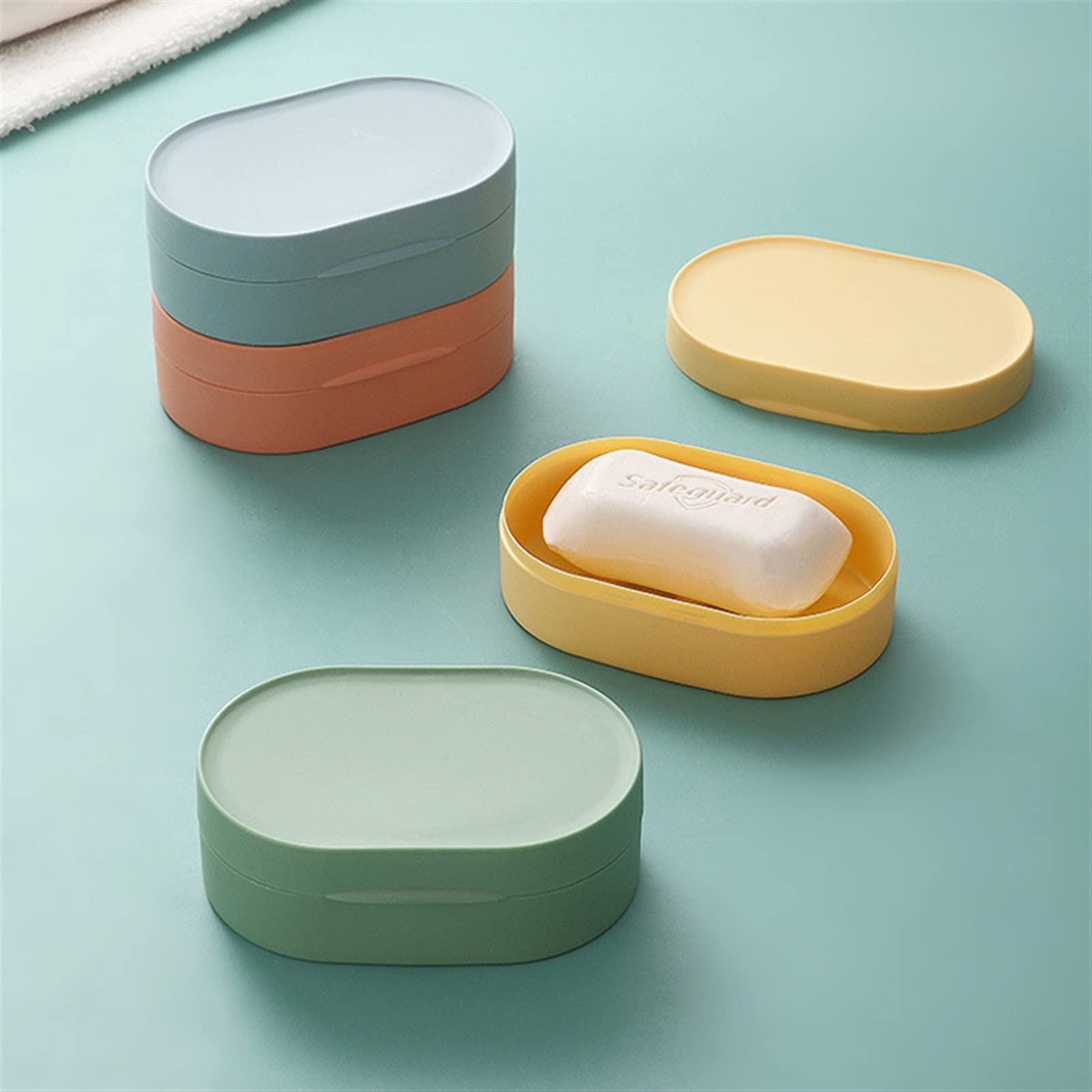 Jabonera portátil sellada impermeable con tapa, jabonera para el hogar, jabonera, soporte de esponja, jabonera, productos de baño (M rosa)