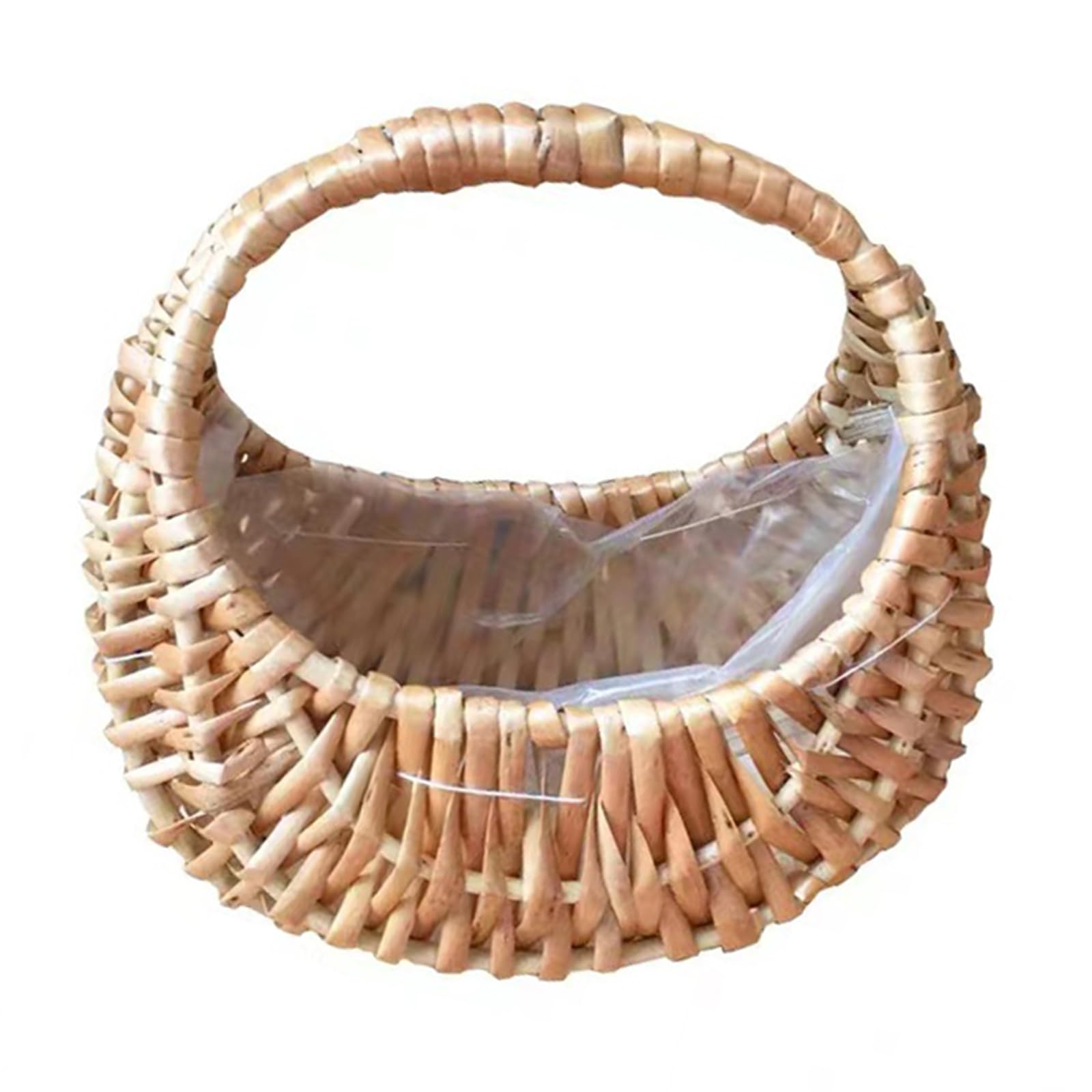 Blaward Girls Natural(Without Ribbon) Flower Basket, Small Wicker Baskets With Handle And Liner, Decorative Easter Storage Baskets For Wedding, Picnic (Natural(Without Ribbon))