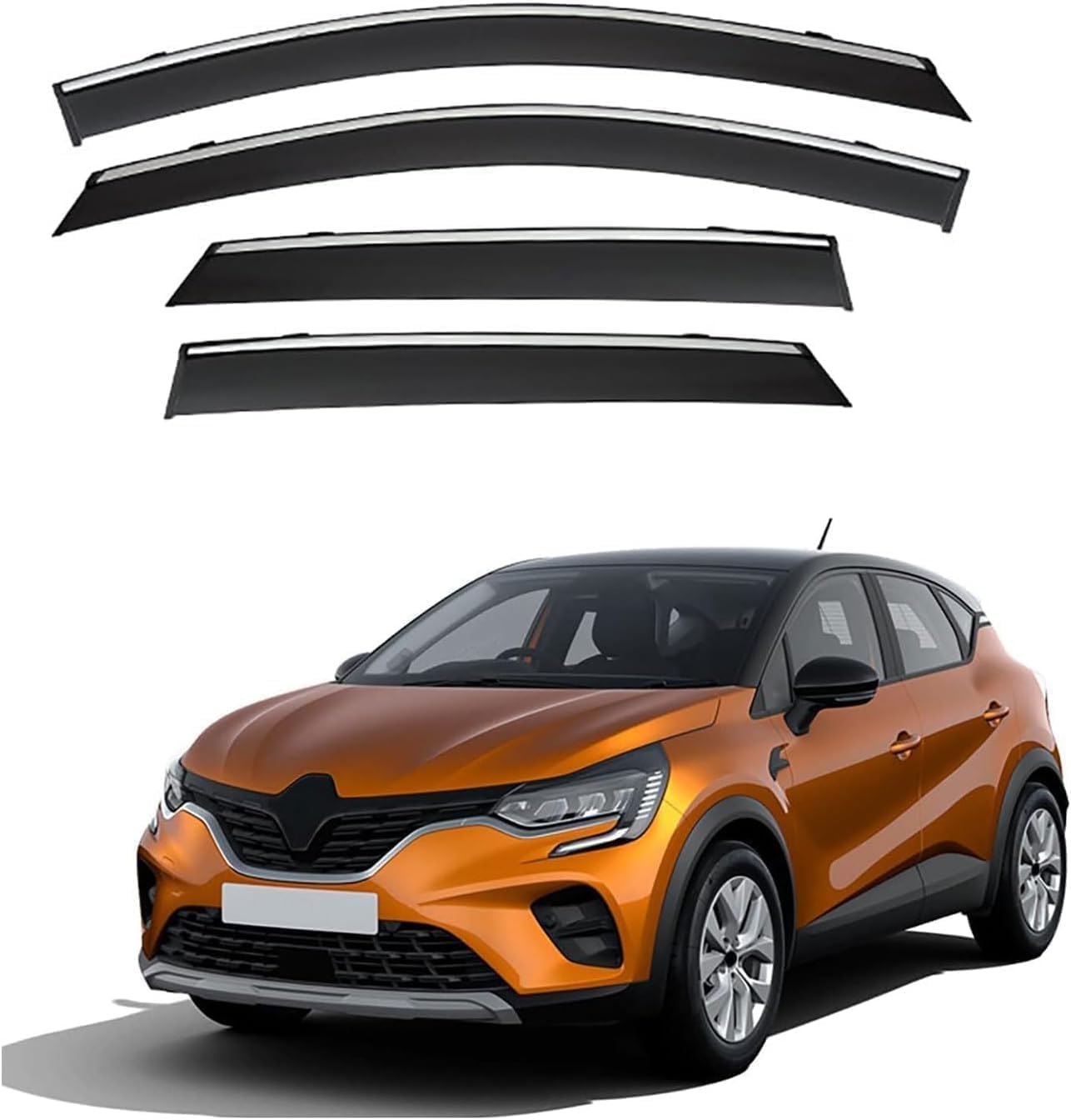 FengXH 4Pcs Smoke Tint Car Window Deflectors for Renault Kaptur 2019-2024