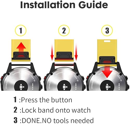 Vista 49 de NotoCity Compatible Fenix Band 26mm Width Soft Silicone Watch Strap for Fenix 5X Plus, 6X, 6X Pro, 3, 3 HR, Descent MK1, D2 Delta PX, D2 Charlie, 8