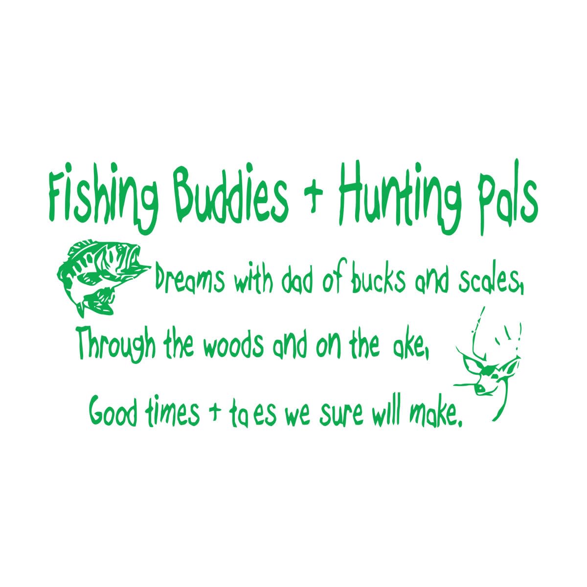 Fishing Buddies Vinyl Wall Decal Living Room Hunting Pals Quotes Sign Wall Sticker Kids Bedroom Nursery Decor Book Room Extra Large - 74x131cm
