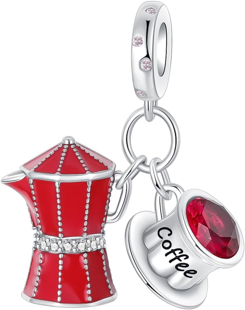 GOINEVACoffee Cup Computer Dangle Pendants Beads Perfume Bottle Dragon Charms 925 Sterling Silver Bead Fits Women's Charm Bracelet & Necklace Jewelry Gifts for Women