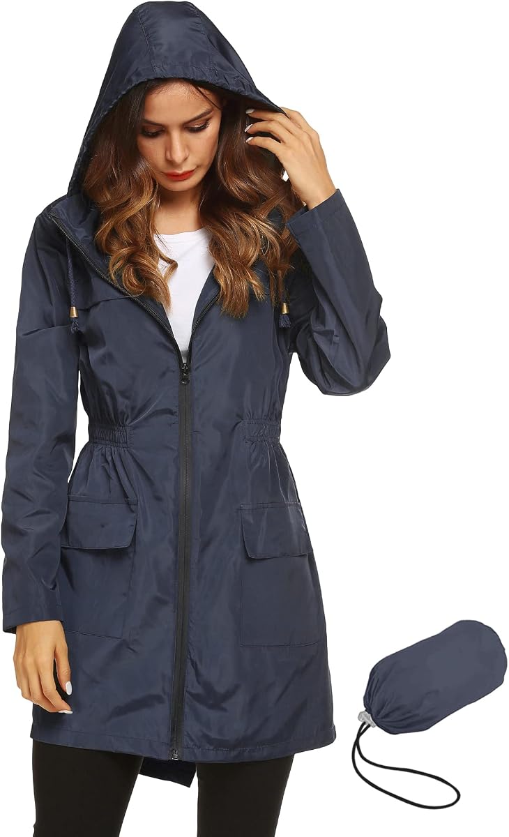 Lomon Chubasquero ligero impermeable para mujer, chubasquero activo con capucha para exteriores