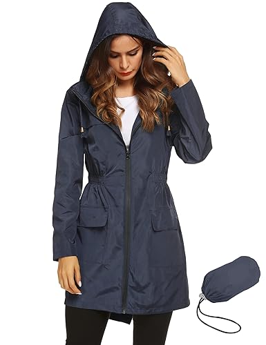 Lomon Women Waterproof Lightweight Rain Jacket Active Outdoor Hooded Raincoat