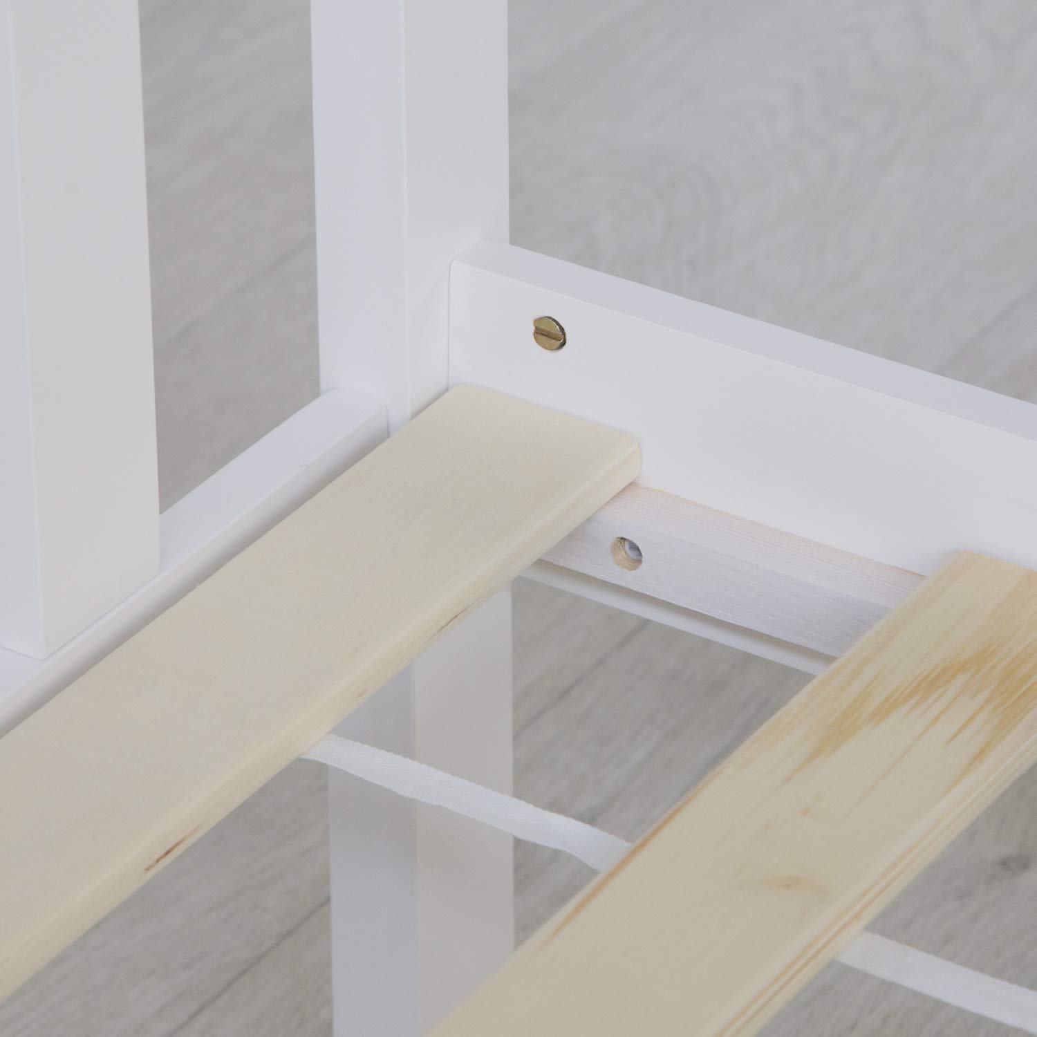 Homestyle4u Massivholzbett 140x200 Weiß mit Lattenrost, Kiefer | Doppelbett aus Massivkiefer, weiß lackiert – Kopfteil & Fußteil, Mittelstütze, inkl. Rolllattenrost