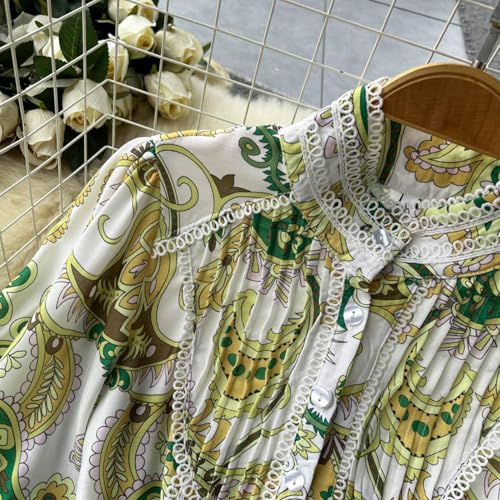 Image of Summer Shirt Dress for Women Long Sleeve Floral Printed Button Down Mini Dresses