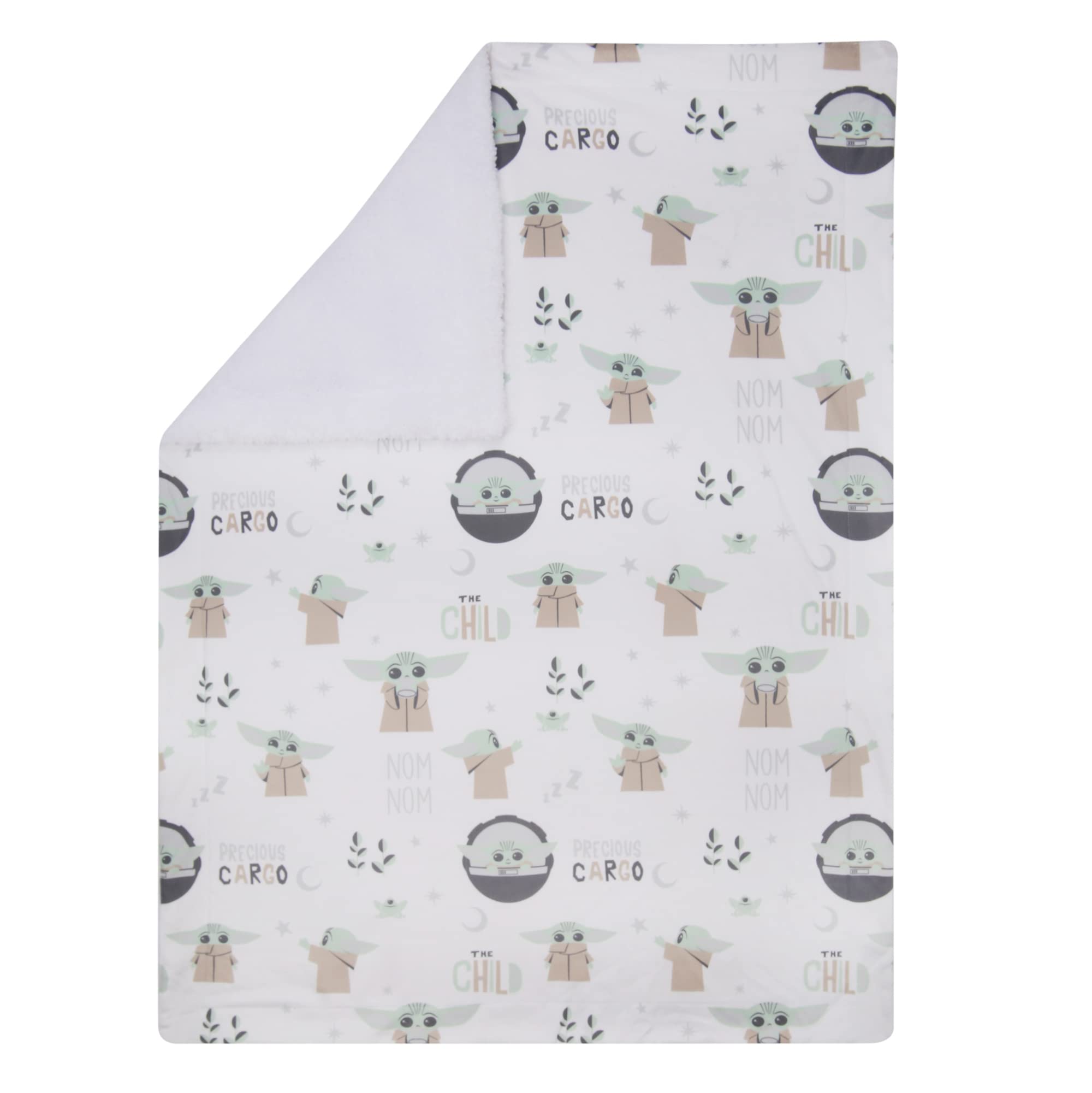 Lambs & Ivy Star Wars The Child/Baby Yoda/Grogu White Minky/Fleece Manta de bebé