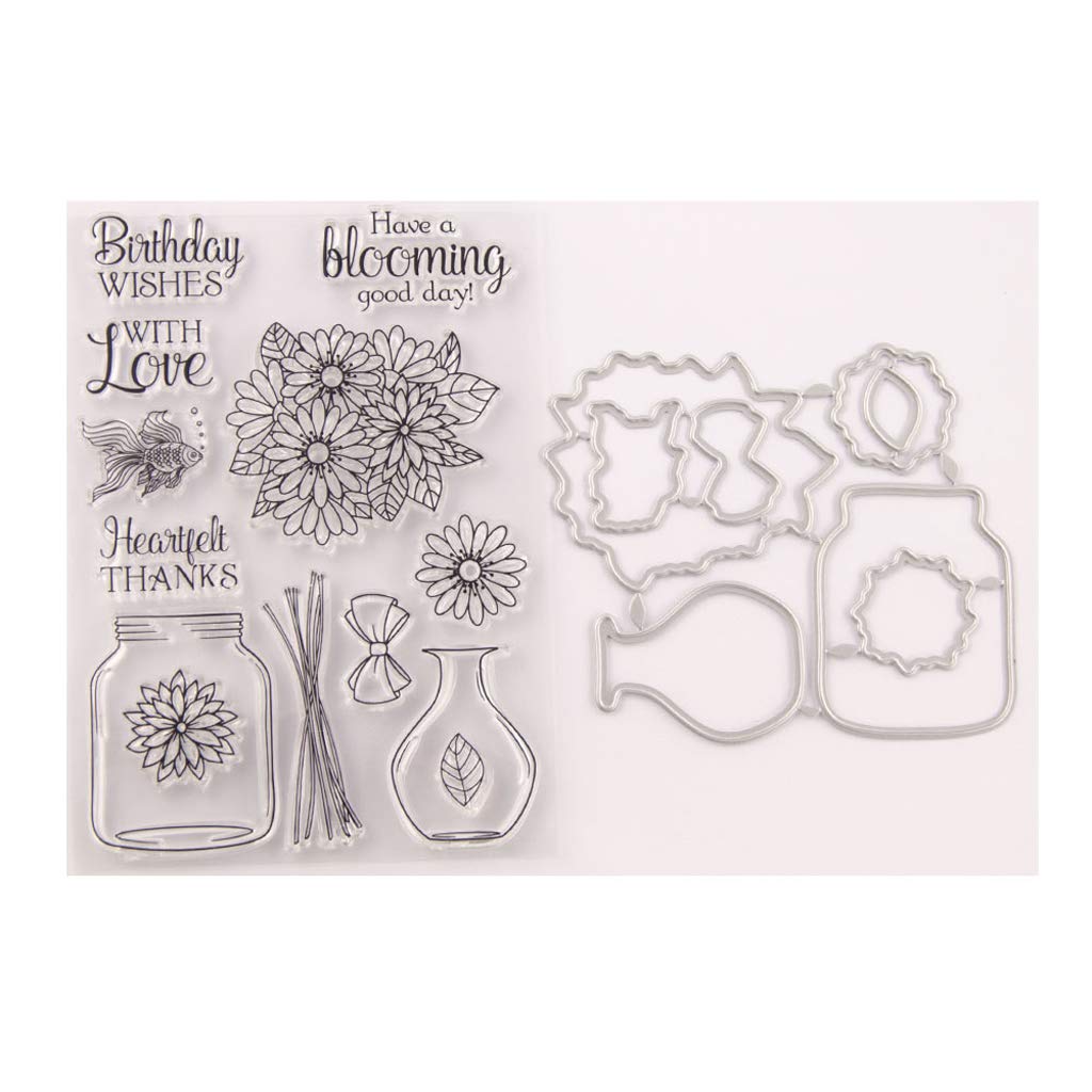 WQIYDie Cut, Die Cuts, Die Cuts for Card Making, Flower Vase Seal Stamp with Cutting Dies Stencil Set DIY Scrapbooking Embossing