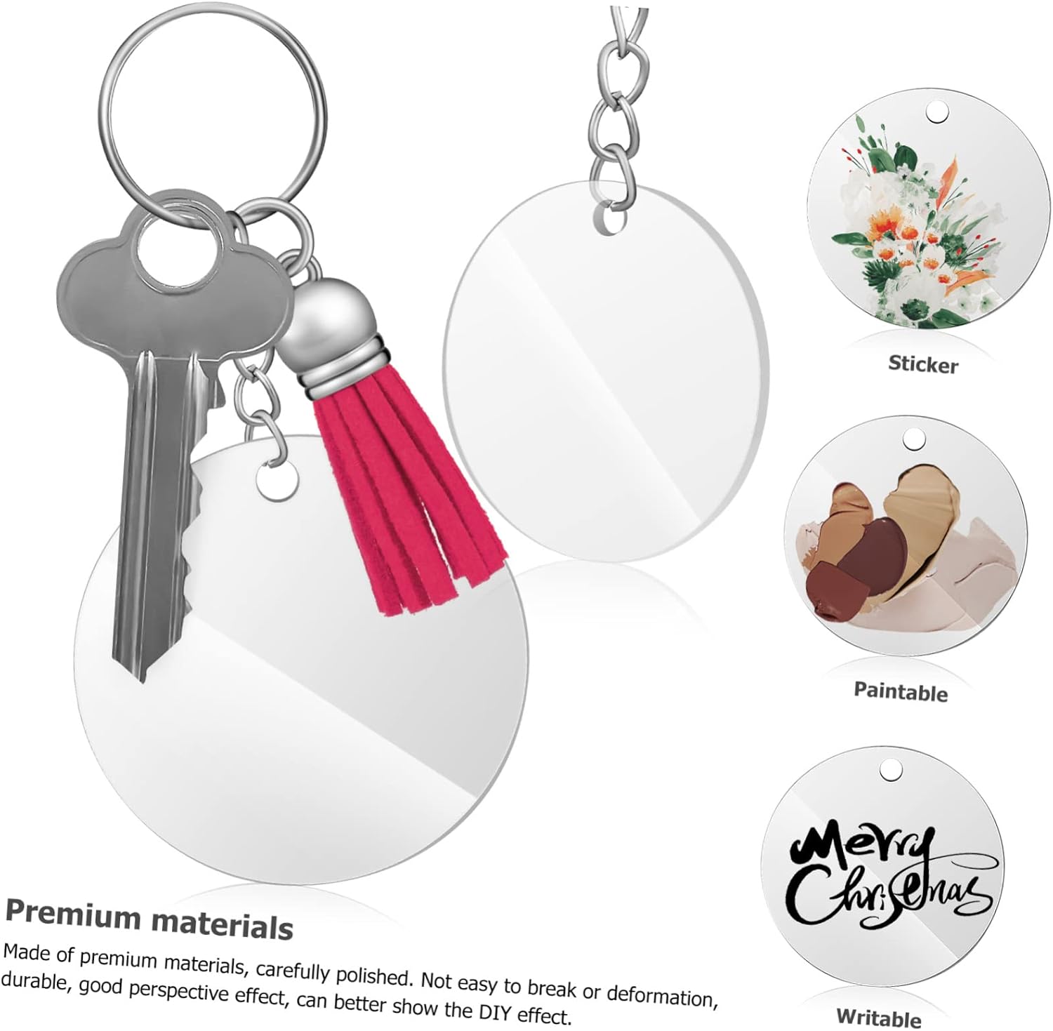Veemoon Unique Acrylic Blank Keychains Fashion Design Key Rings Keychain Hook for DIY Craft Decorative Accessories image 3