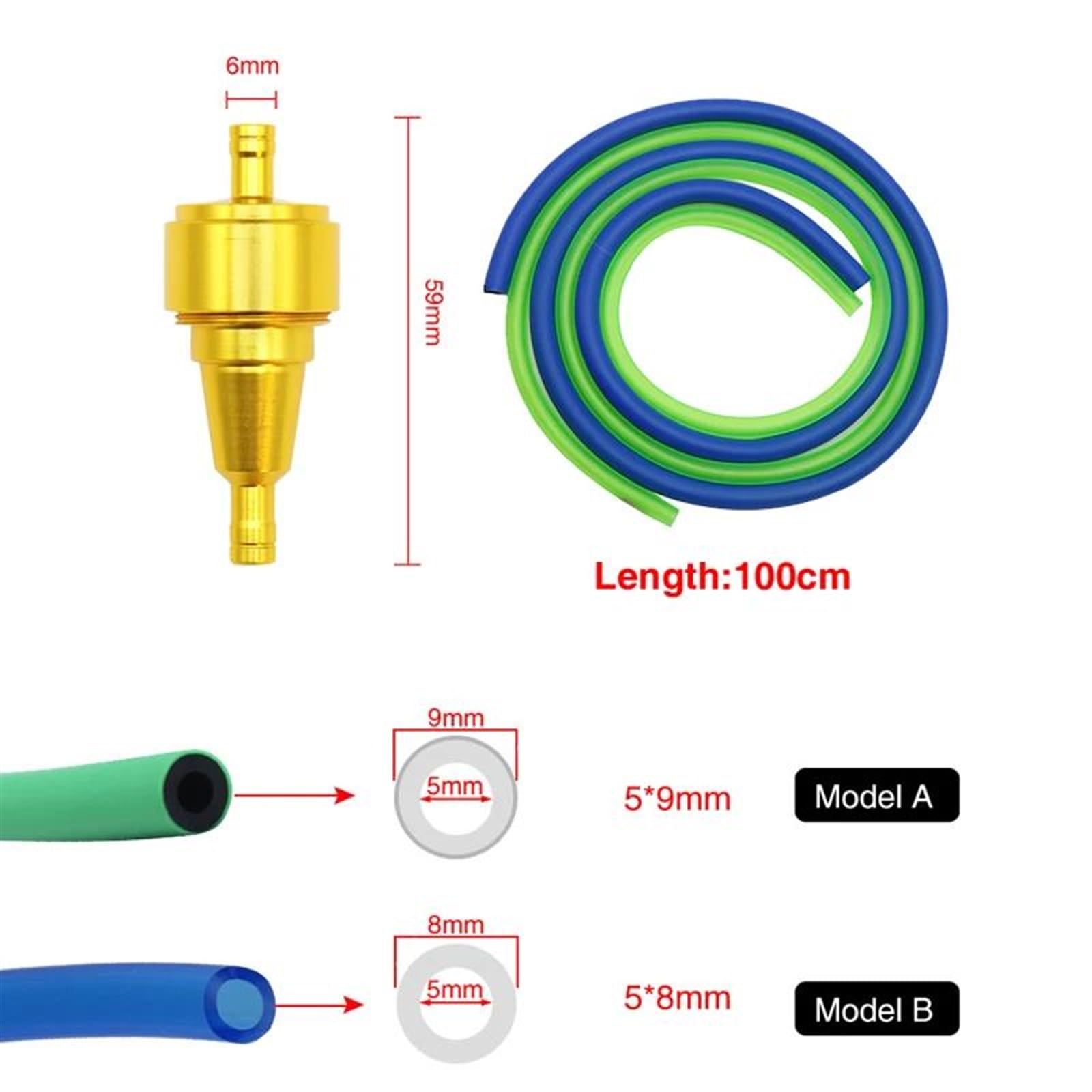 Accesorios Filtro De Gasolina para Motocicleta De 6mm, Filtro De Aleación De Aluminio CNC, Filtro Modificado, Manguera, Tubo De Gasolina, Juego De Tubos De Combustible Y Aceite