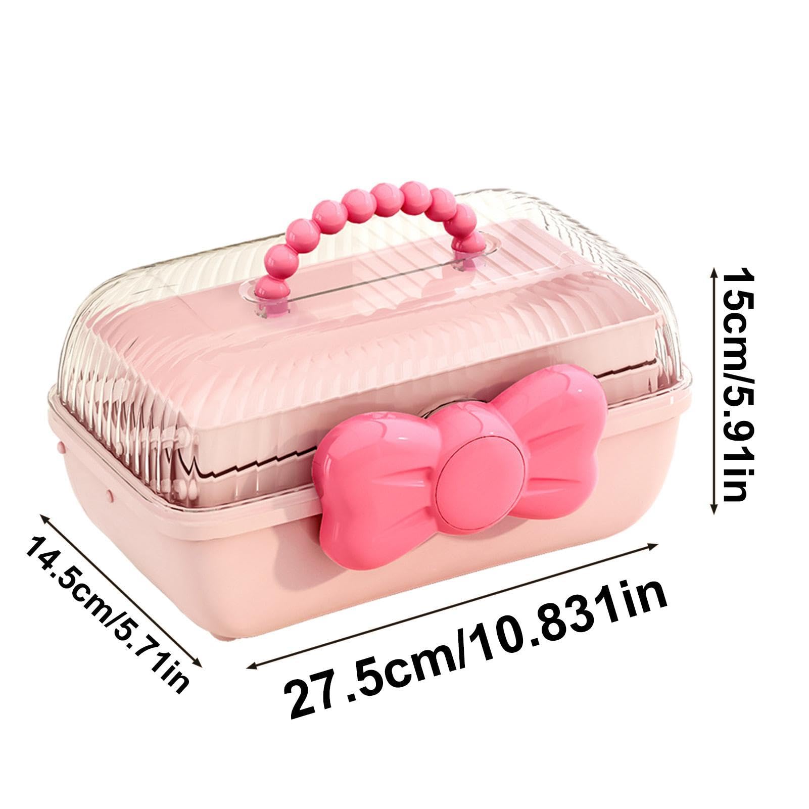 Haargummi Aufbewahrungsbox 3-etagig Mit Griff | Organizer Für Haarspangen & Schmuck | 27,5x14,5cm