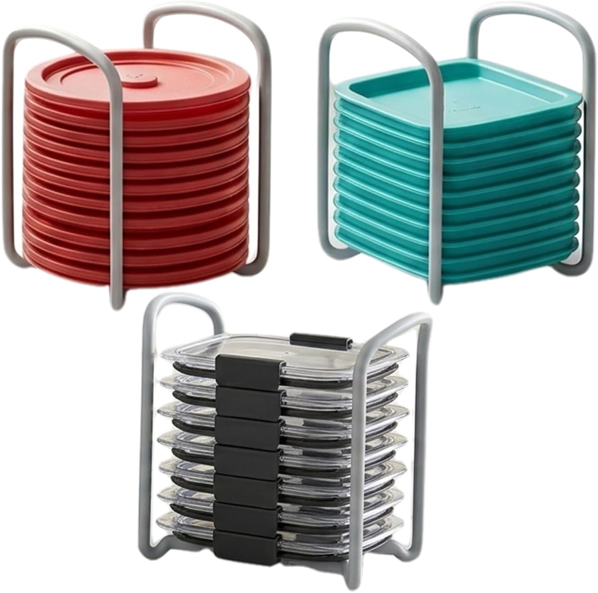 3-Pack Adjustable Food Container Lid Organizer inside Cabinet, Lids Organizer for Rubbermaid Brilliance