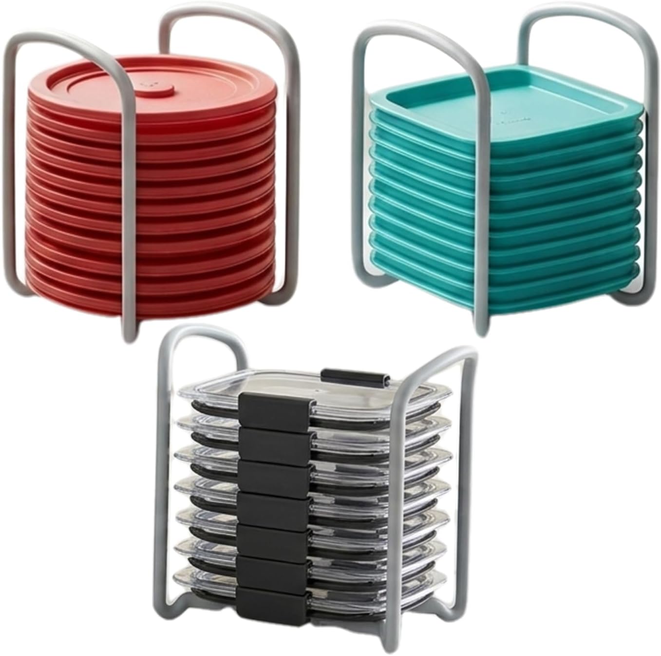 3-Pack Adjustable Food Container Lid Organizer inside Cabinet, Lids Organizer for Rubbermaid Brilliance