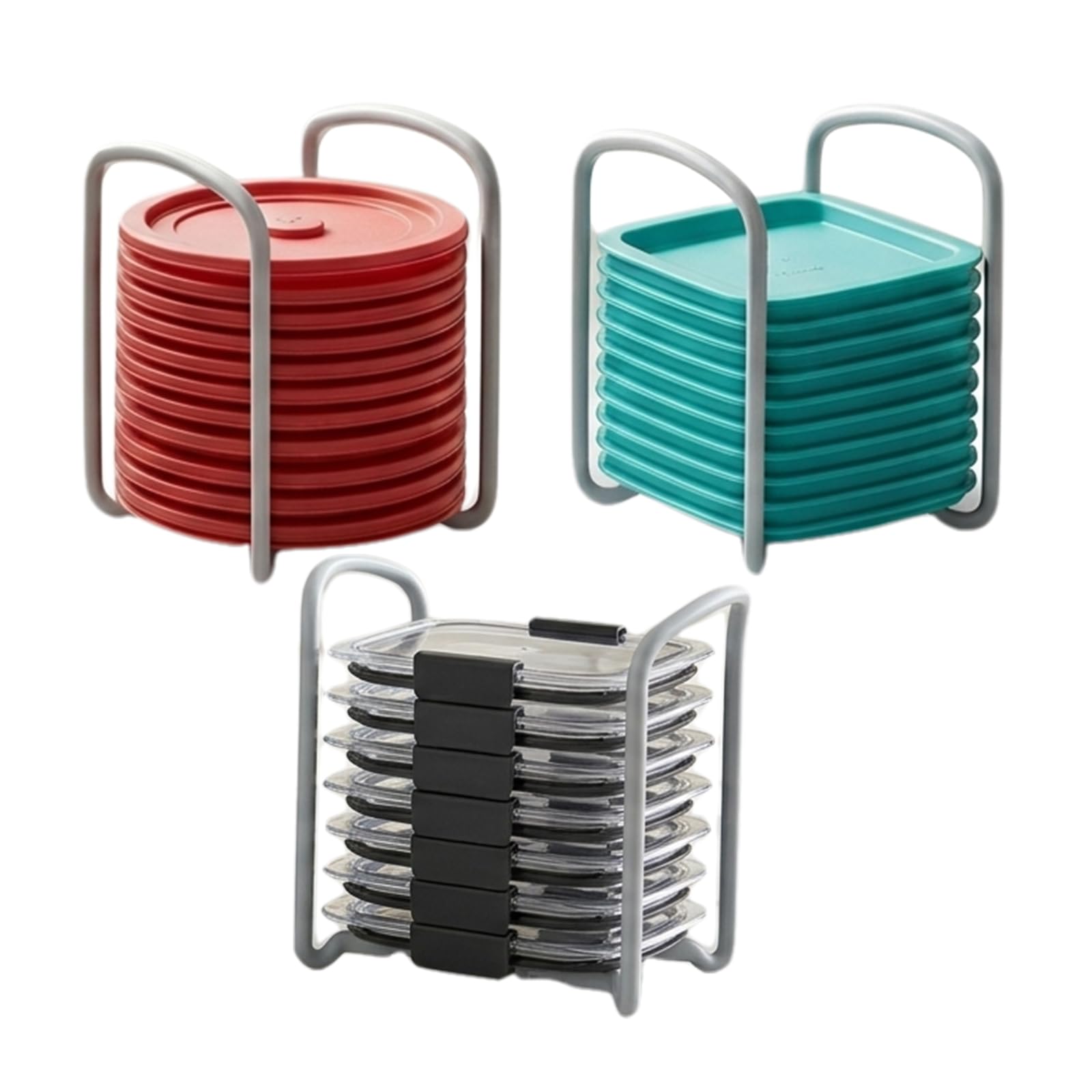 3-Pack Adjustable Food Container Lid Organizer inside Cabinet, Lids Organizer for Rubbermaid Brilliance