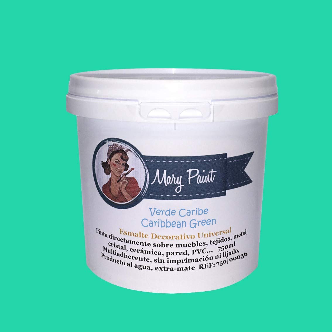 Mary Paint | Pintura para muebles efecto Chalk Paint, Verde Caribe - 750ml