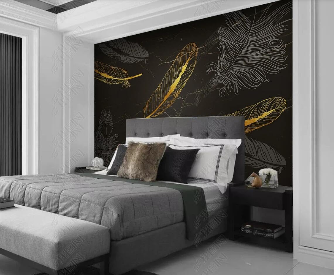 Papier Peint Panoramique Marbrure Tapisserie Luxe Dorée 3D
