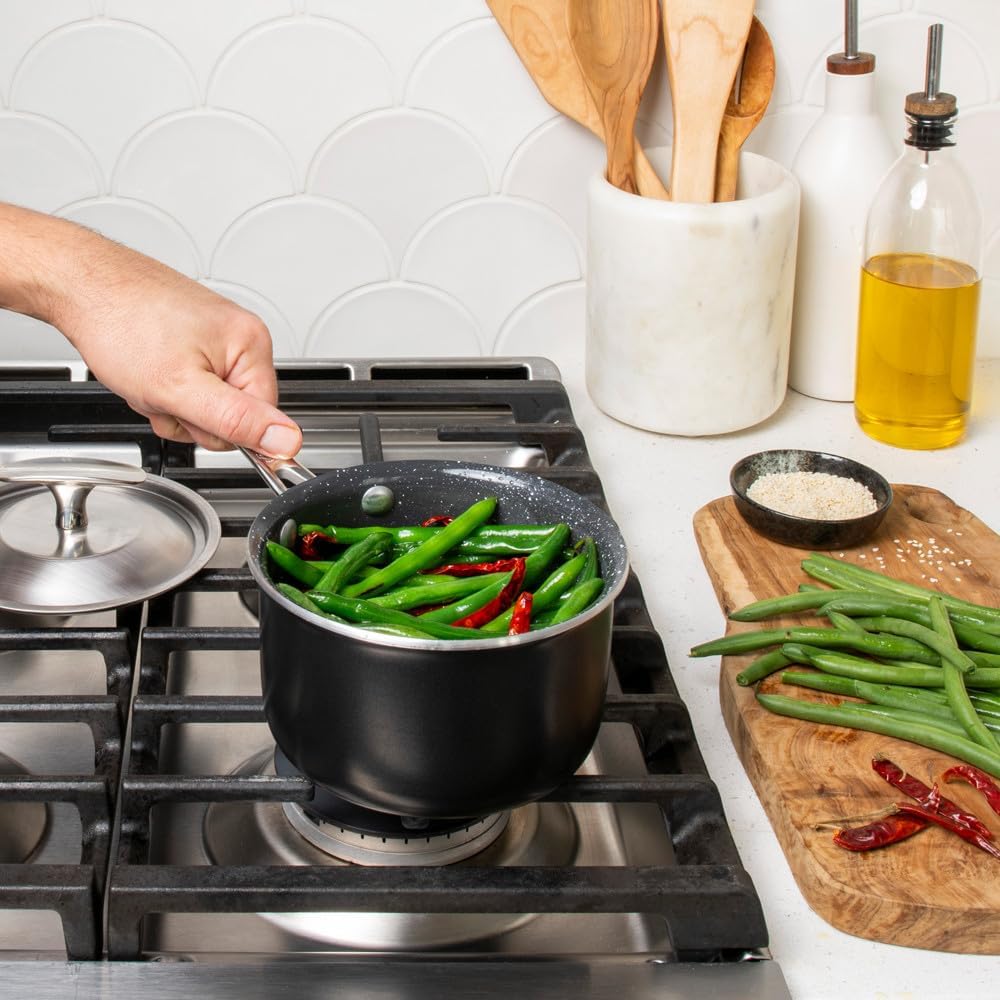 Nordic Ware Basalt Formed Aluminum Sauce Pan with Lid, 1.5-Quart