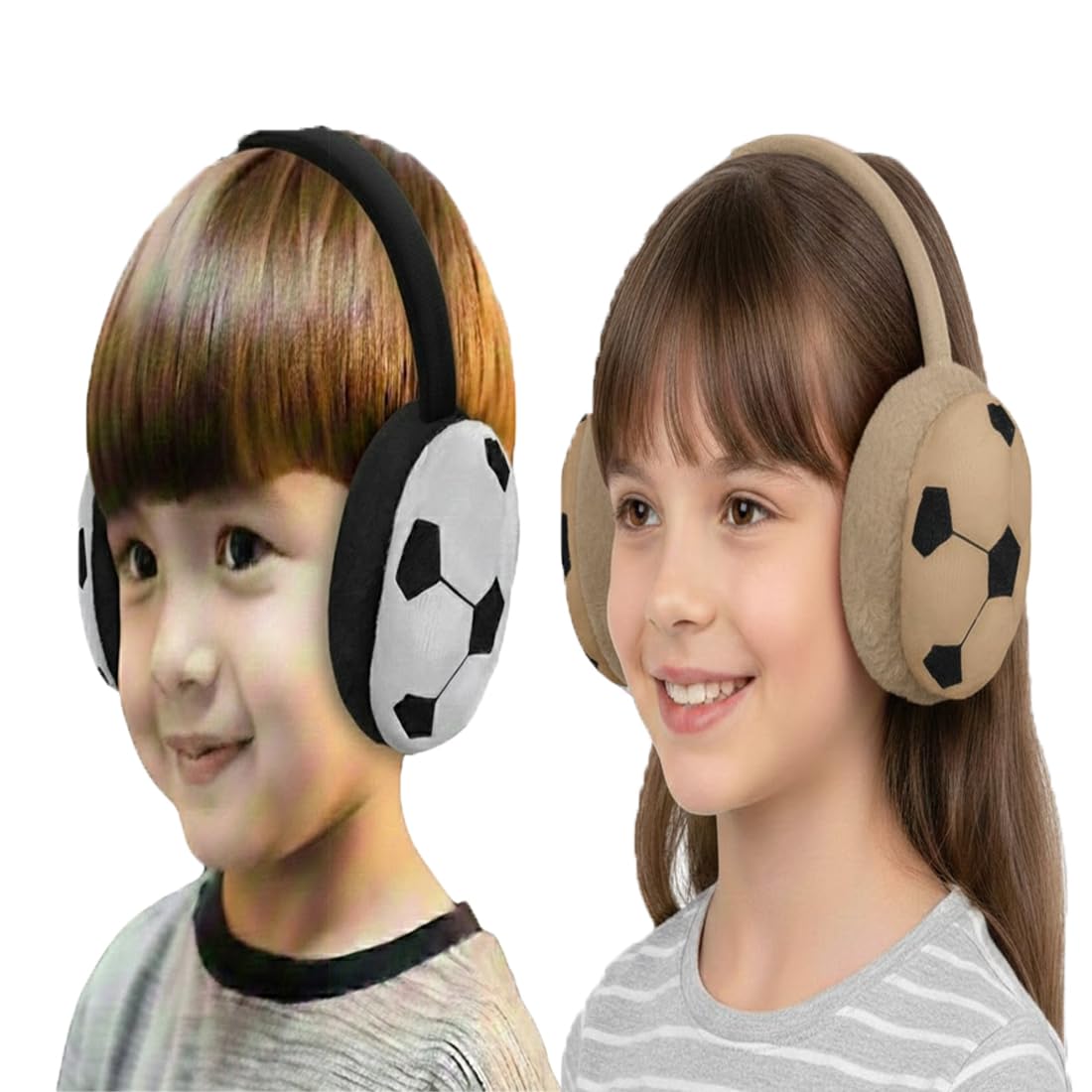 2-in-1 Winter Warmth Kids foot Ball Winter Earmuffs, Plush Ear Warmers in Blue and Pink, Sports Theme Cold Weather Accessories-image-23
