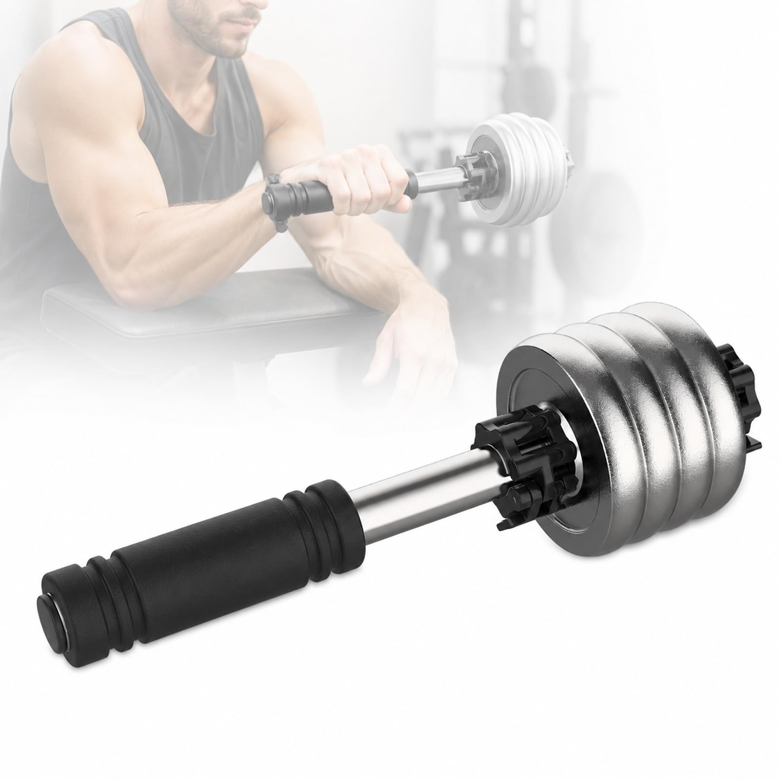 Poignée d'entraînement de force d'avant-bras, rouleau de poignet avec poignée en acier inoxydable pour la rotation, la pronation et la supination, s'adapte aux disques de poids de 28 mm/30 mm