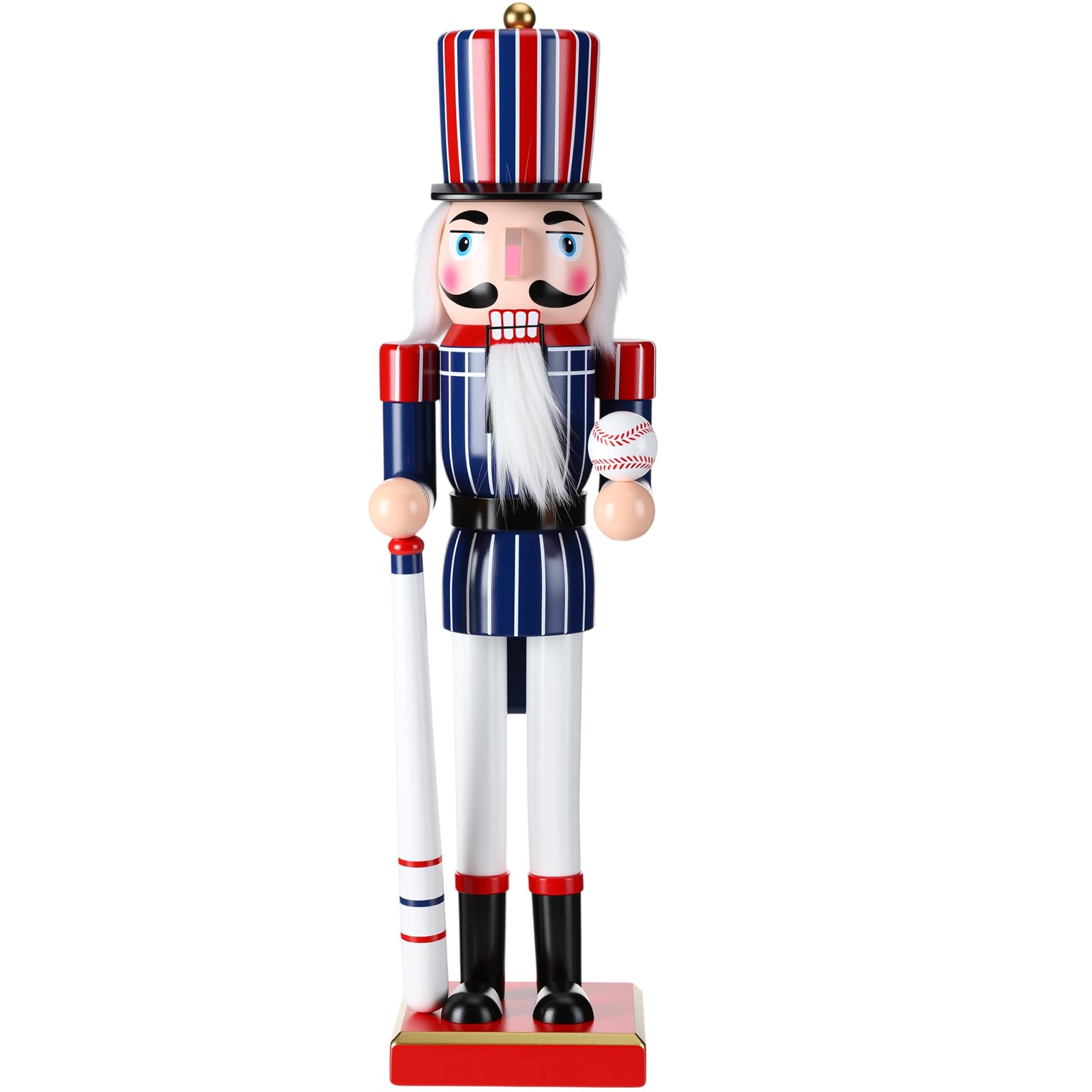 Blosssound 15" Christmas Baseball Nutcracker Wooden Sports Decor,Baseball A