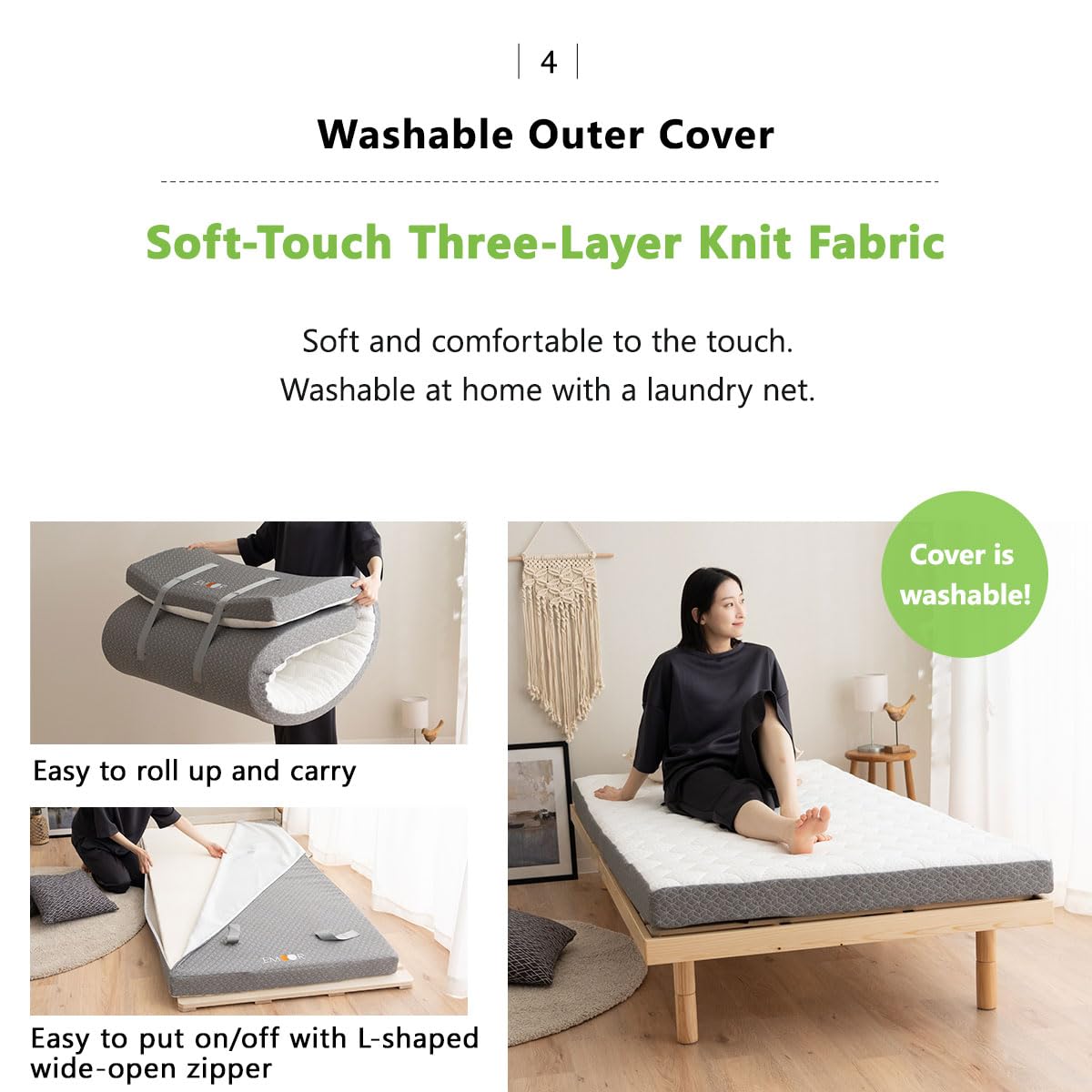 EMOOR Matelas de Sol Type Rouleau Relax-2 90 x 195 cm Haute Résilience, Répartition de la Pression Housse Amovible et Lavable Facile à Rouler Camping Invité