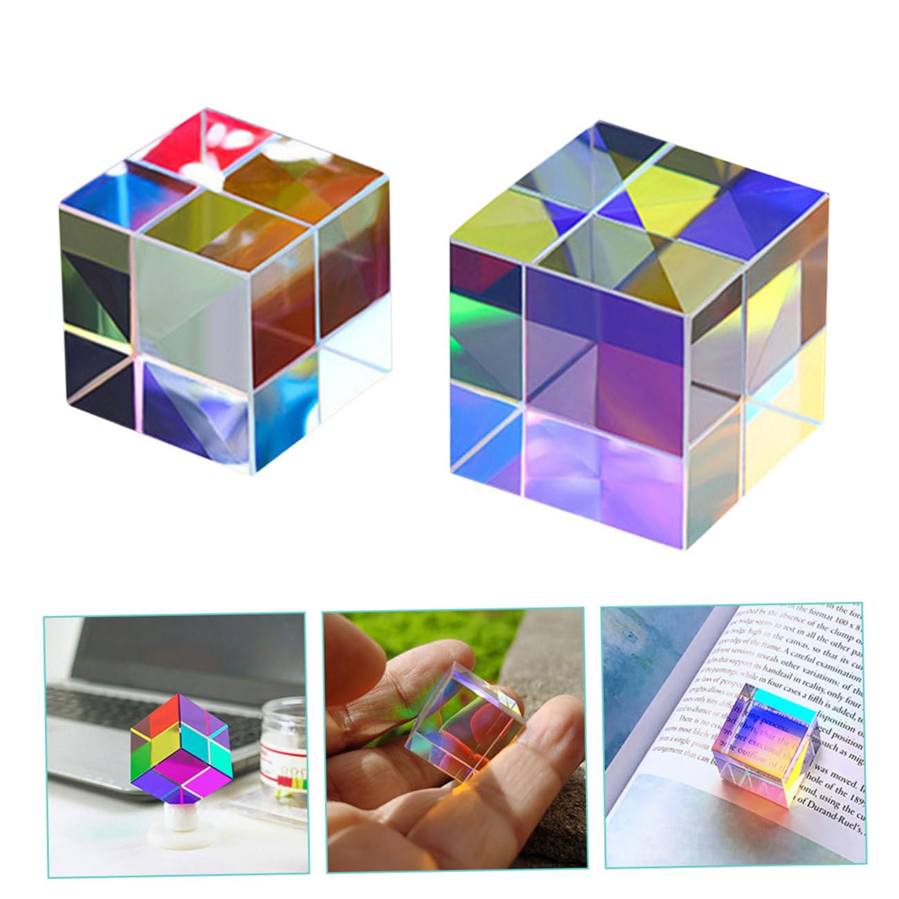 iplusmile 6 Piezas prisma experimentos fotografia cube decoración colorida pirámide óptica photography prism instrumento óptico de enseñanza de la física apoyo de enseñanza Espejo