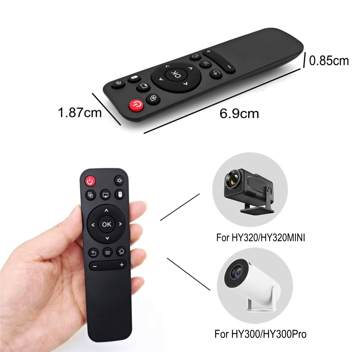 JZK Control Remoto Repuesto miniproyector para Xgody HY300 ‎HY300 Pro, Controlador Universal para Gaimoo GM200, para Gimbal 3/5, para Maypug P1, para Hippus HY320 — view 3