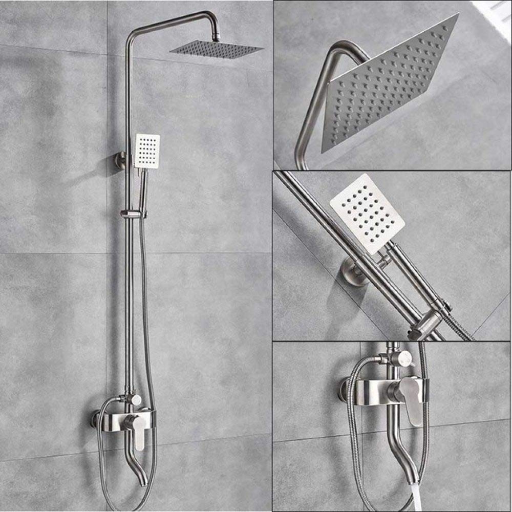 Mitigeur 3 voies de douche en nickel brossé et bec pivotant en inox