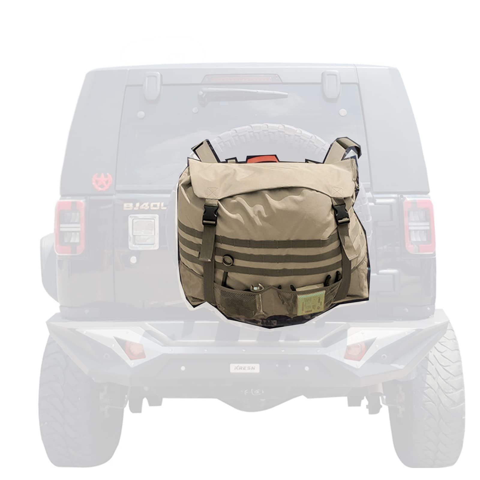 Robusto sacchetto della spazzatura per pneumatici di scorta in PVC vestito per camion SUV Fuoristrada Outdoor e campeggio e attrezzi Organizer da campeggio Cargo Organizer Borse,Cachi